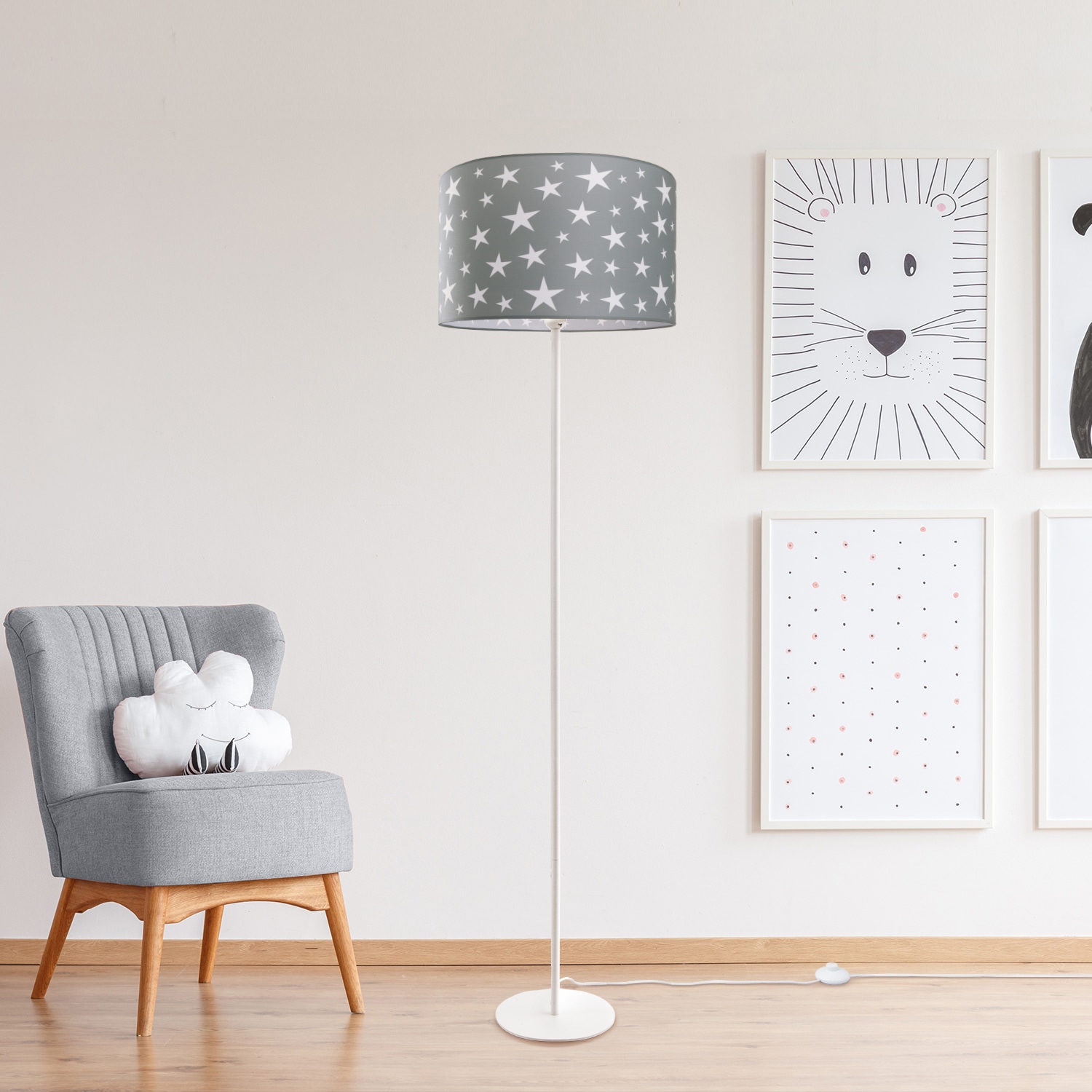 Paco Home Stehlampe »Capri 315«, 1 flammig, Leuchtmittel E27 | ohne Leuchtmittel, Kinderlampe LED Kinderzimmer, Sternen-Motiv, Deko Stehleuchte E27