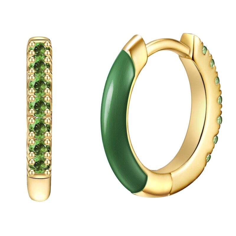 GLANZSTÜCKE MÜNCHEN Paar Creolen »Set: GSM502« aus Sterling Silber gelbgold + grün 11,5 Moderne Ohrcreolen für Damen