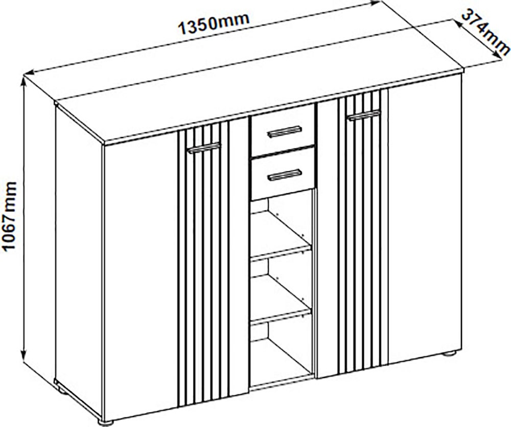 Innostyle Schuhschrank »Schuhschrank Sparks, 135x106x38cm (B/H/T)«, (1 St.), 2 türig, 2 Schubkasten, 3 offene Fächer, Softclose