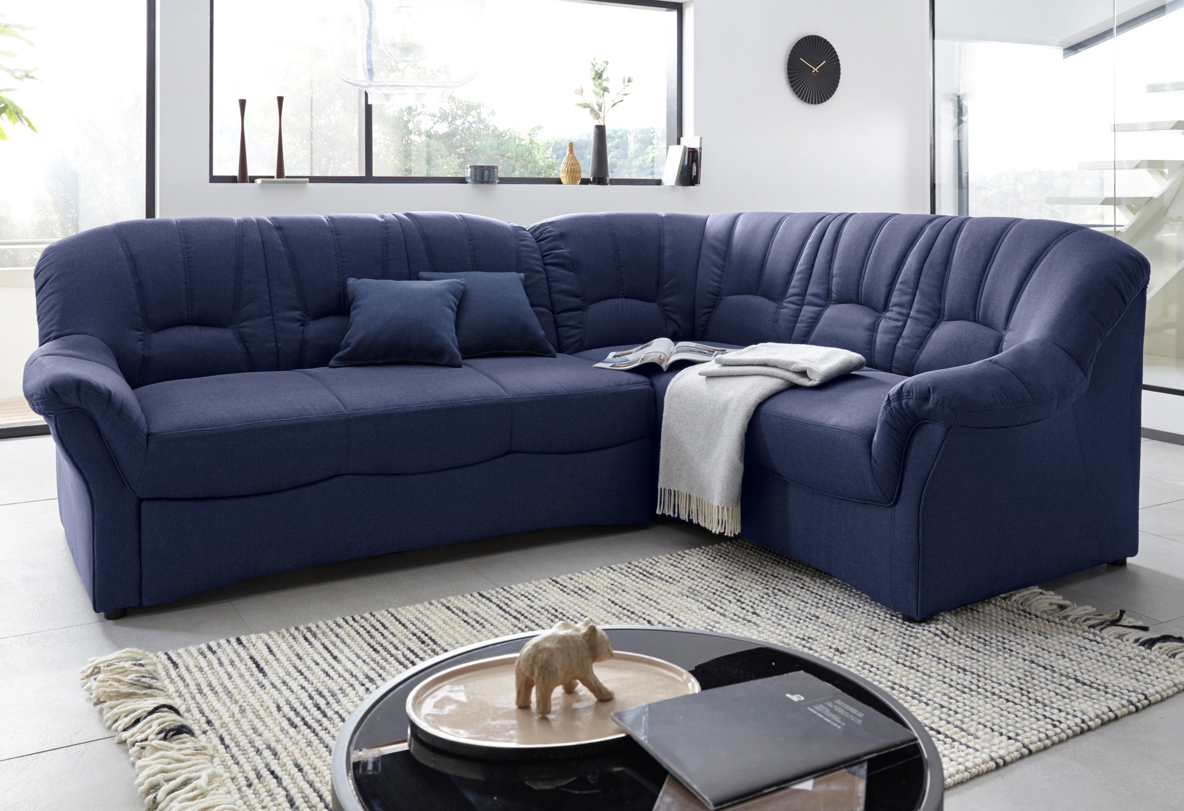 DOMO collection Ecksofa »Bahia, zeitlos und elegant, bequeme Armlehnen, L-F günstig online kaufen
