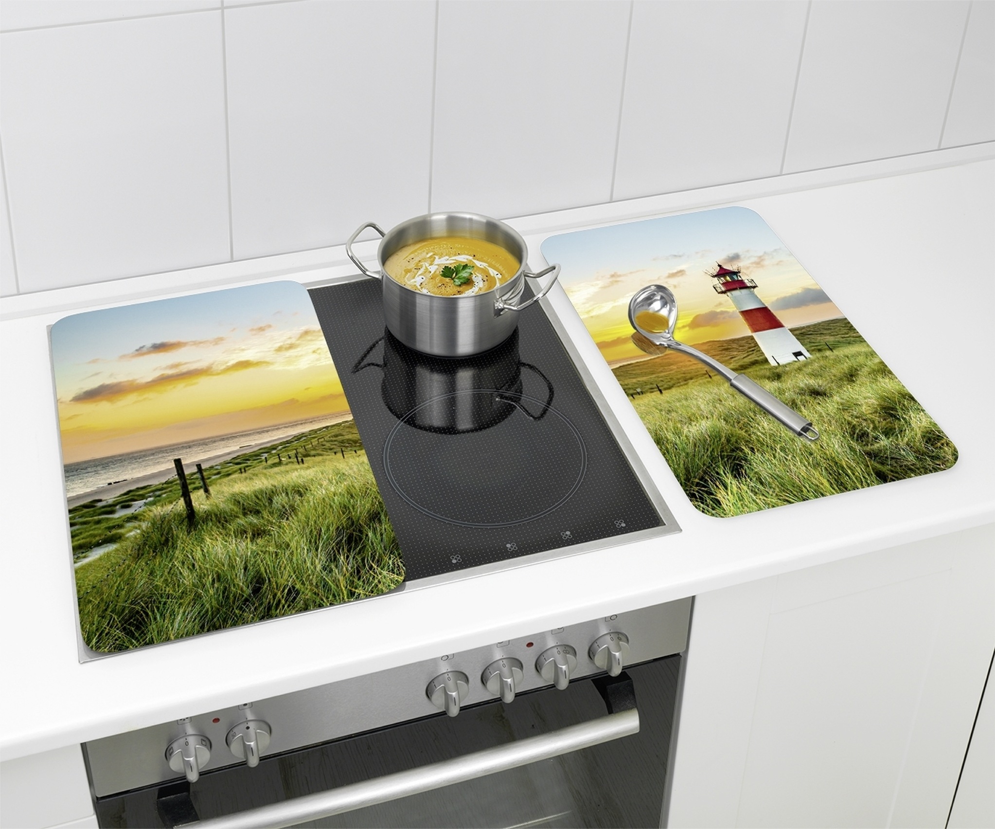 Maximex Herd-Abdeckplatte »Universal Modell Leuchtturm«, (Set, 2 tlg.), Herdabdeckung für alle Herdarten, kratzfest, mit rutschfesten Füßen