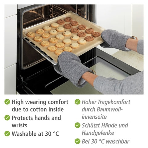 WENKO Topfhandschuhe »Modell Ada Mini«, (Set, 2 tlg.), kleine Ofenhandschuhe, Handflächen aus Neopren, Baumwollinnenseite