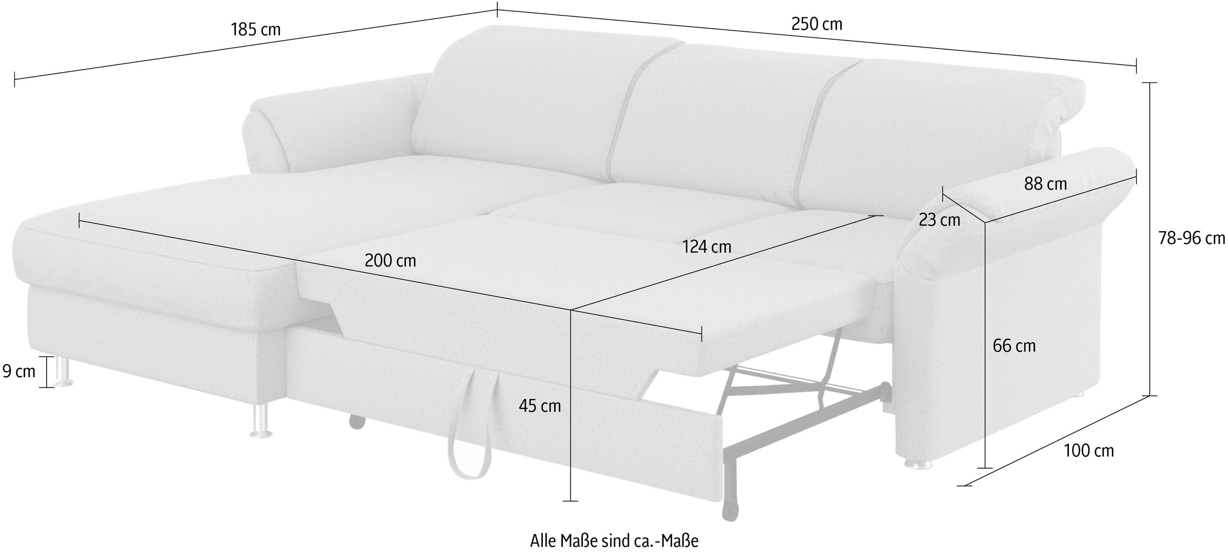 sit&more Ecksofa »Apulia L-Form«, wahlweise Bettfunktion, Bettkasten und Kopf- und Armteilverstellung