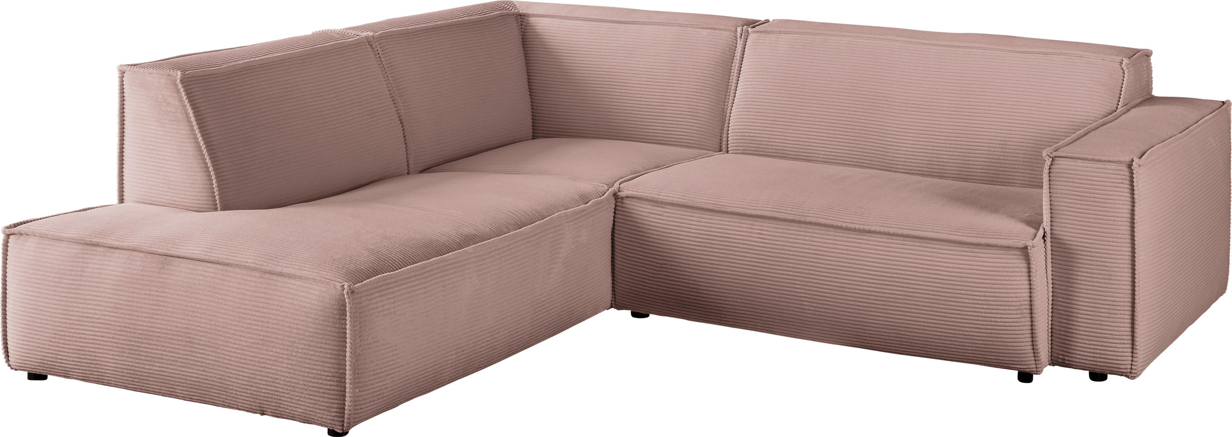 3C Candy Ecksofa »Matteo in elegant, kubischer Formensprache, bequem, L-Form«, mit auffälliger Kedernaht, Cord-Bezug, Lounge-Charakter, OTTOs Choice