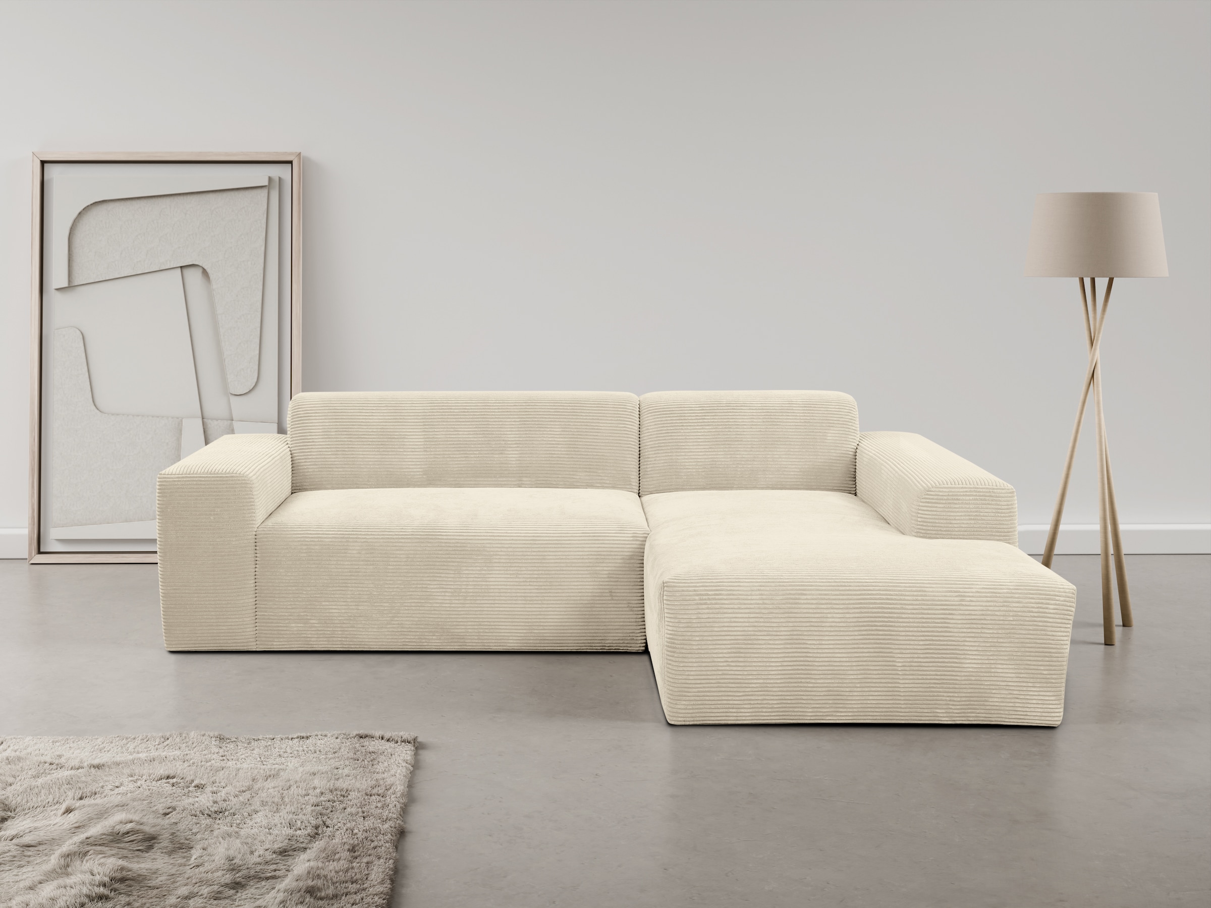 WERK2 Ecksofa »Zeus-L modern & zeitlos, Breite 253 cm, bequemes Sofa« Curvy günstig online kaufen