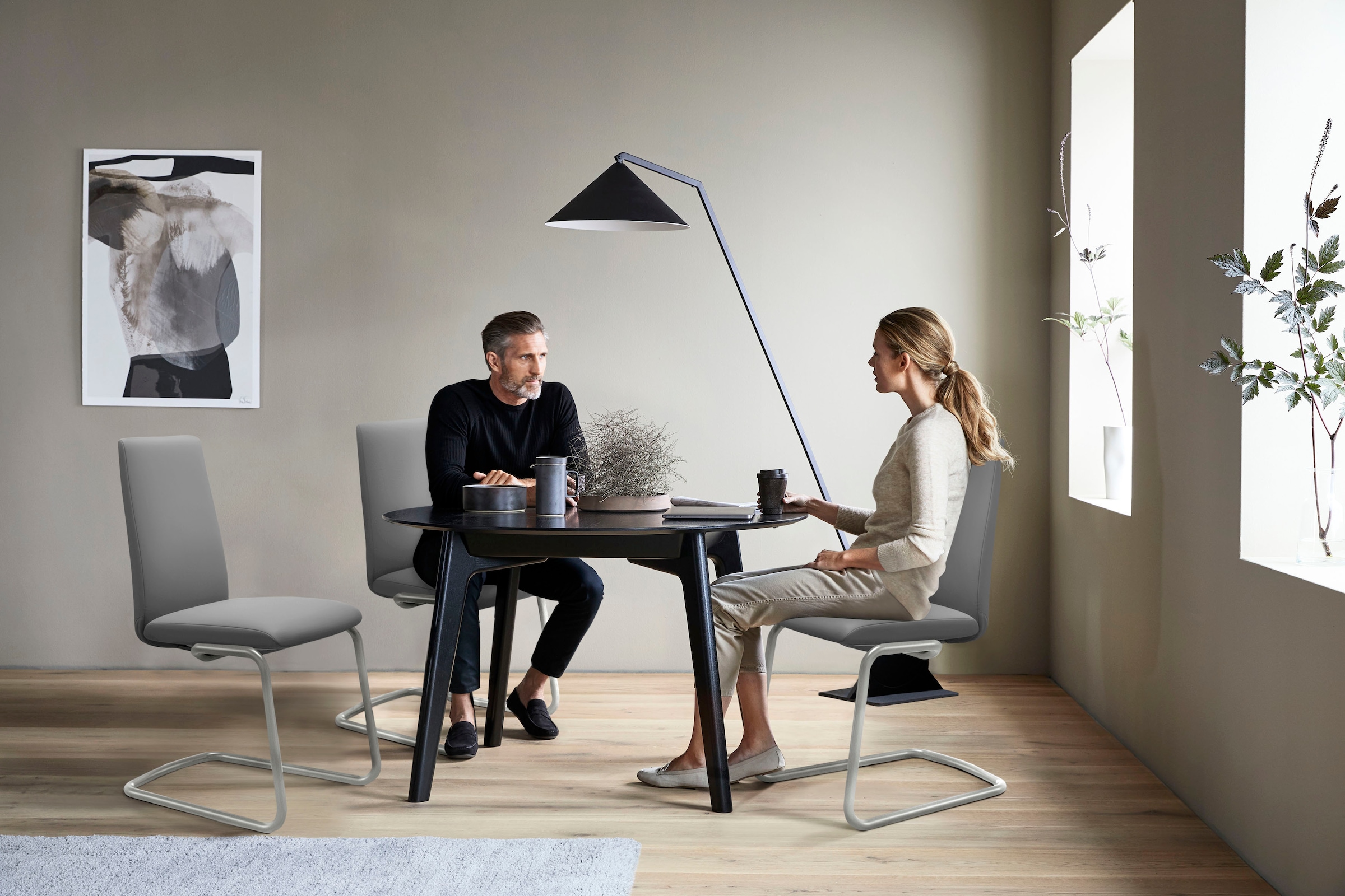 Stressless® Polsterstuhl »Laurel«, Leder BATICK, Low Back, Größe L, mit Beinen aus Stahl in Schwarz matt