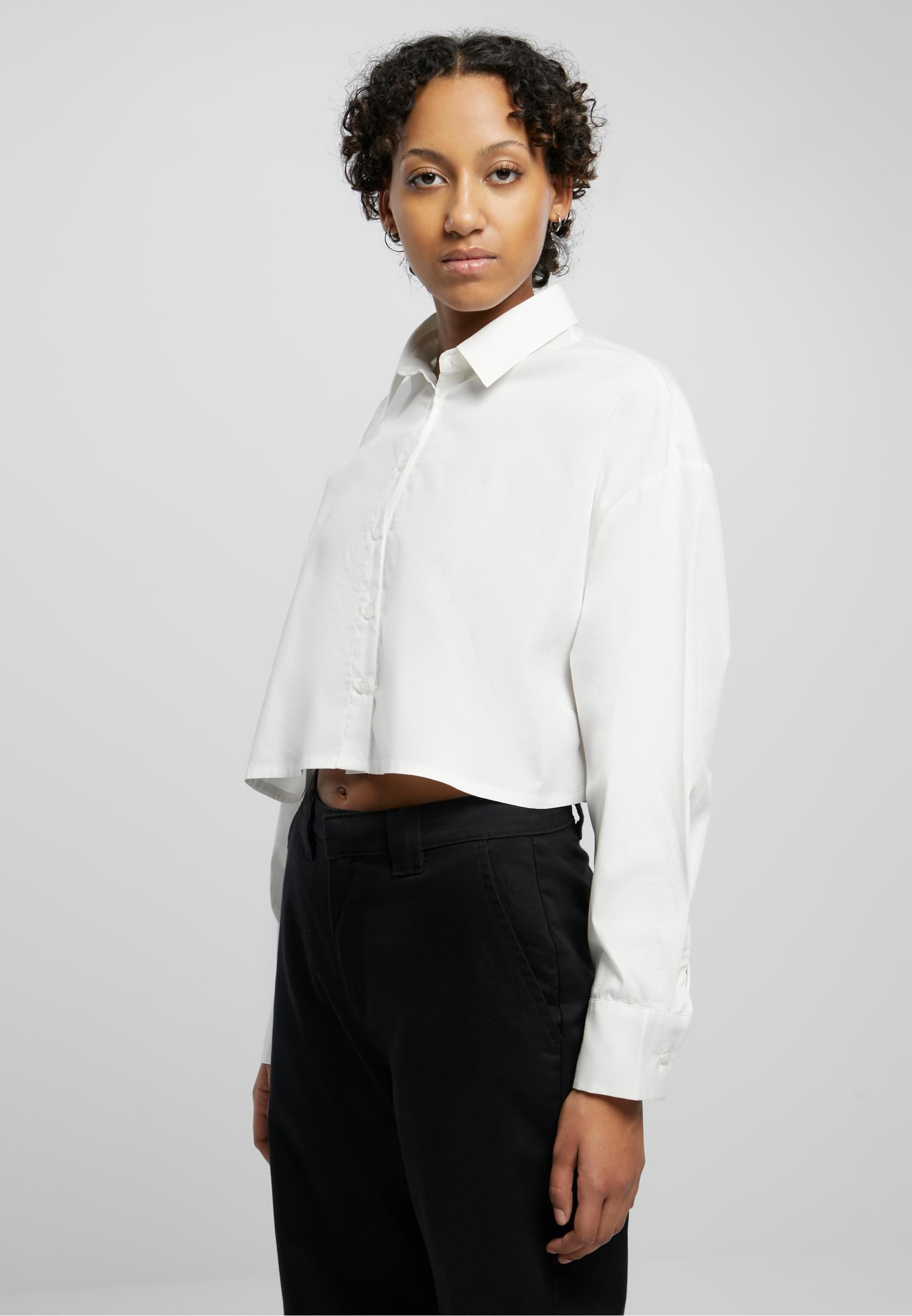 URBAN CLASSICS Klassische Bluse »Urban Classics Damen Ladies Cropped Oversized Blouse«