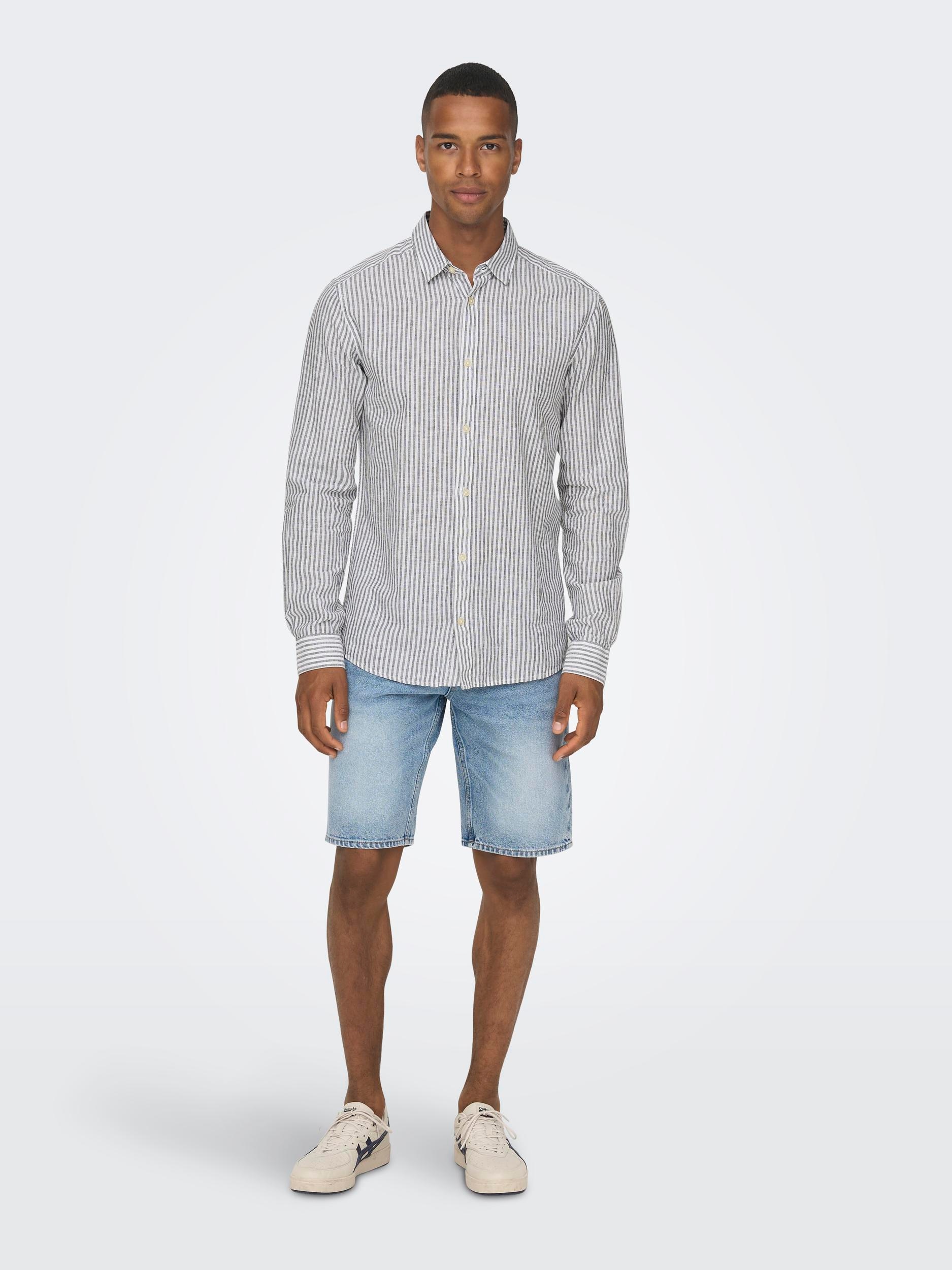 ONLY & SONS Kurzarmhemd »ONSCAIDEN LS STRIPE LINEN SHIRT 660 NOOS«