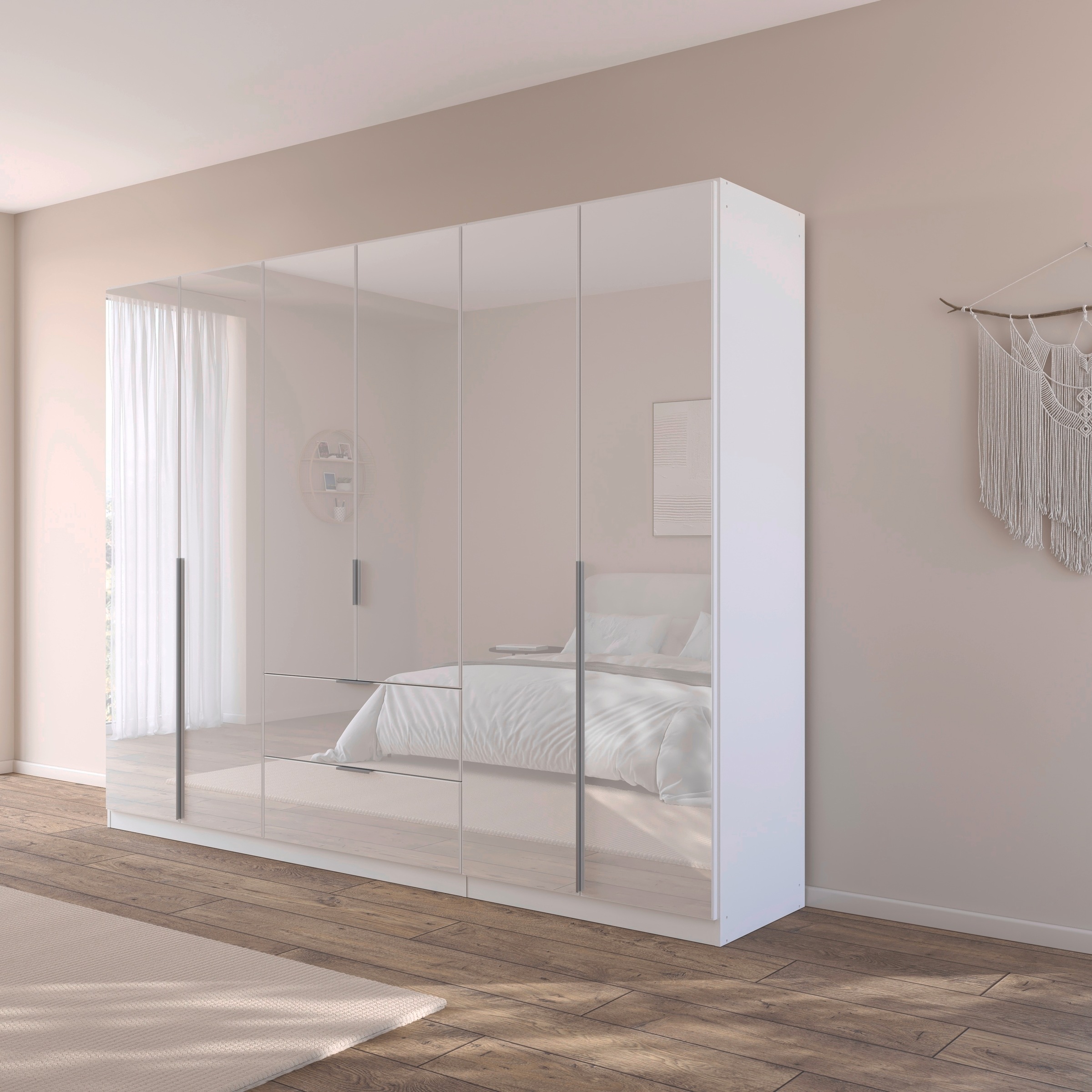 rauch Drehtürenschrank »Kleiderschrank Kleiderschränke Schrank Garderobe AGORDO mit Glasfront«, mit Außenschubkästen, in 6 Breiten und 2 Höhen MADE IN GERMANY