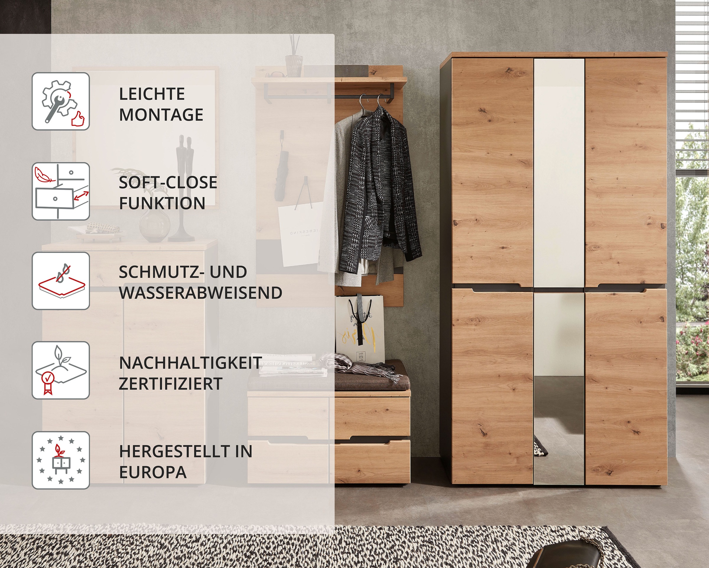 Innostyle Garderoben-Set »MEMPHIS«, (Komplett-Set, 5 St.)