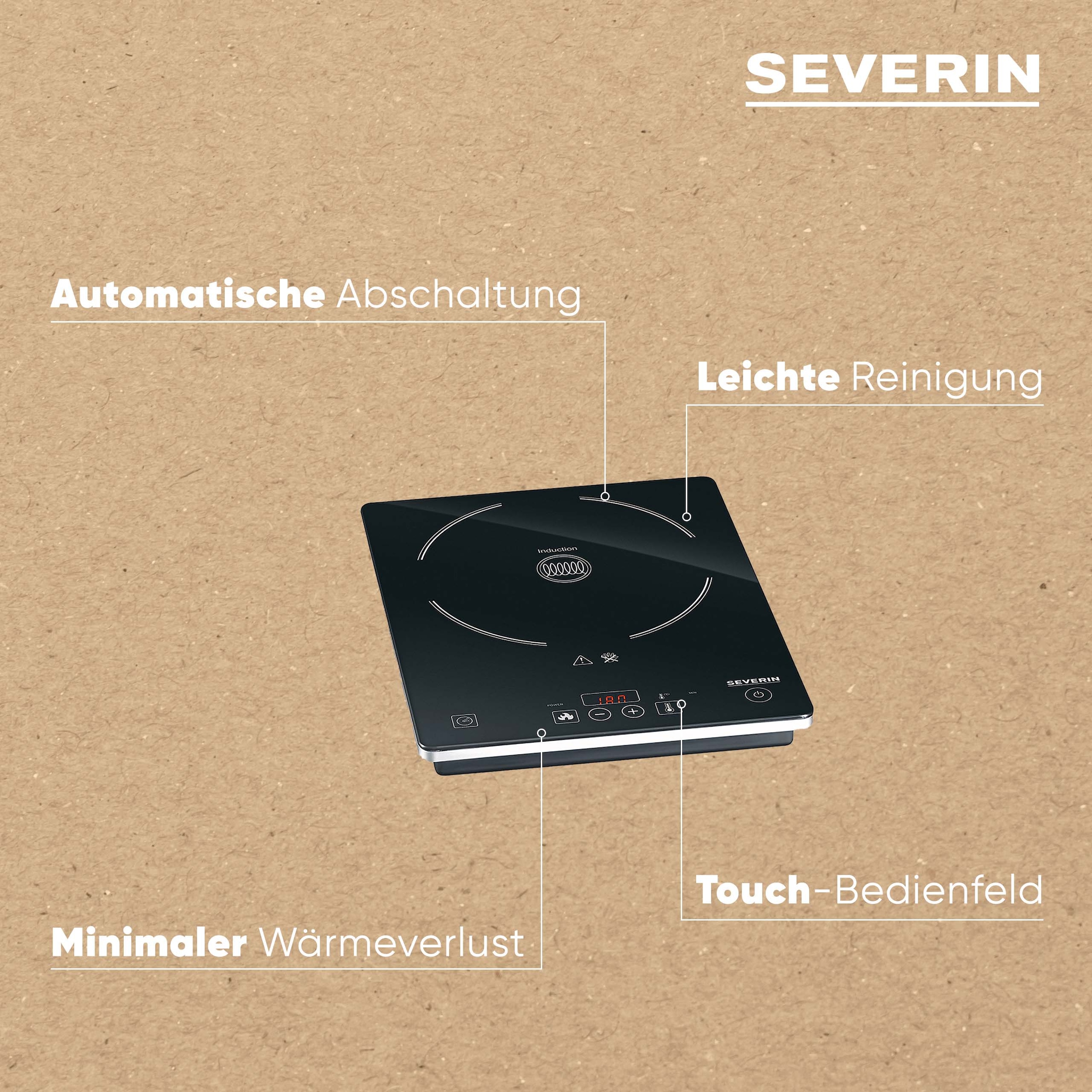 Severin Einzel-Induktionskochplatte »KP 1071« Timerfunktion, automatische Topferkennung, Glaskeramik