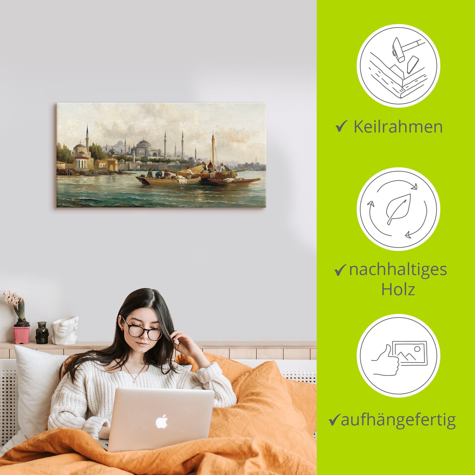 Artland Wandbild »Handelsschiffe vor Hagia Sophia«, Boote & Schiffe, (1 St.), als Leinwandbild, Poster, Wandaufkleber in verschied. Größen