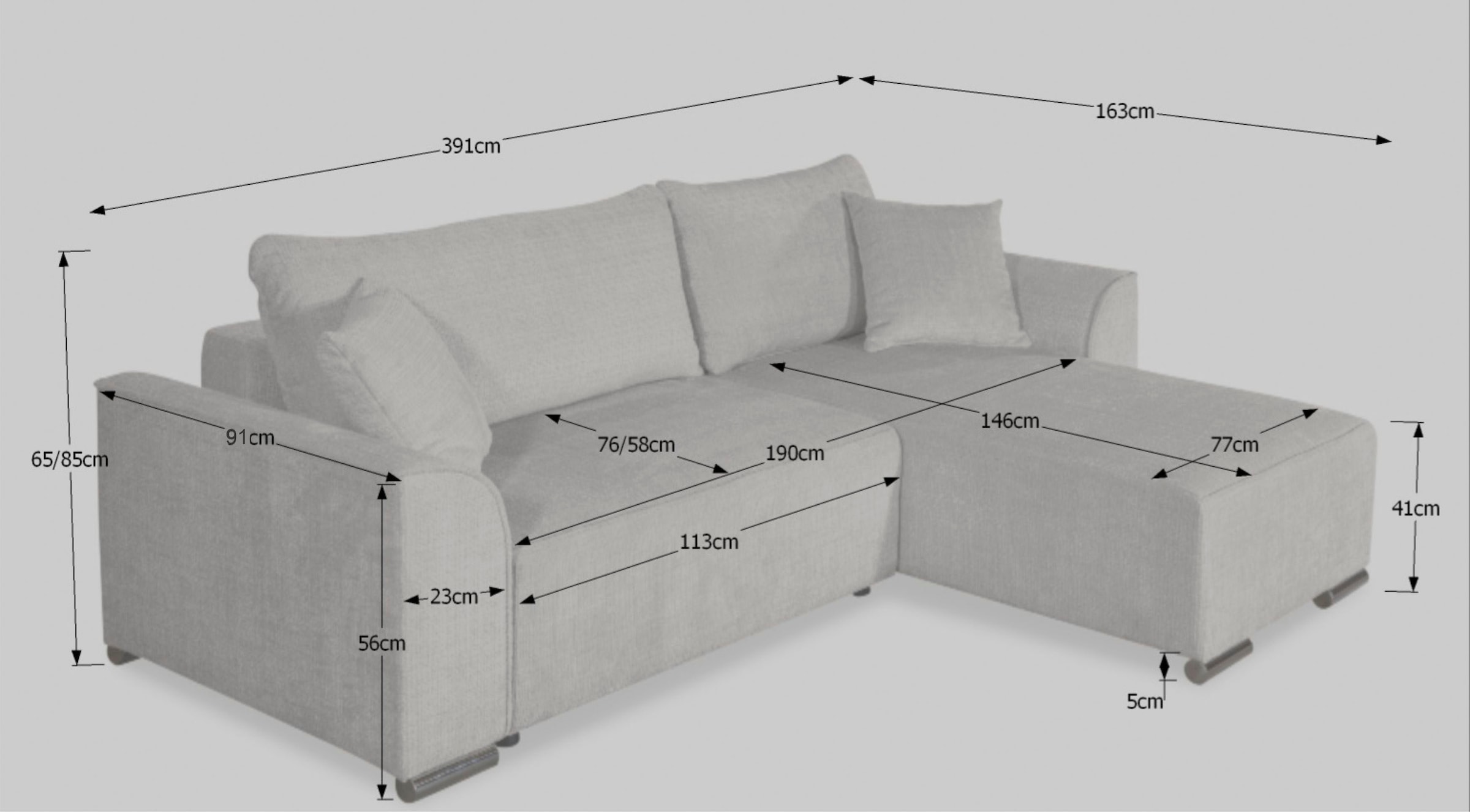 COLLECTION AB Ecksofa »Sara L-Form, B: 236 cm, Schlaffunktion, Bettkasten, optional Topper« Bonnellfederkern, Liegefl. 116x190 cm, Couch als Schlafsofa