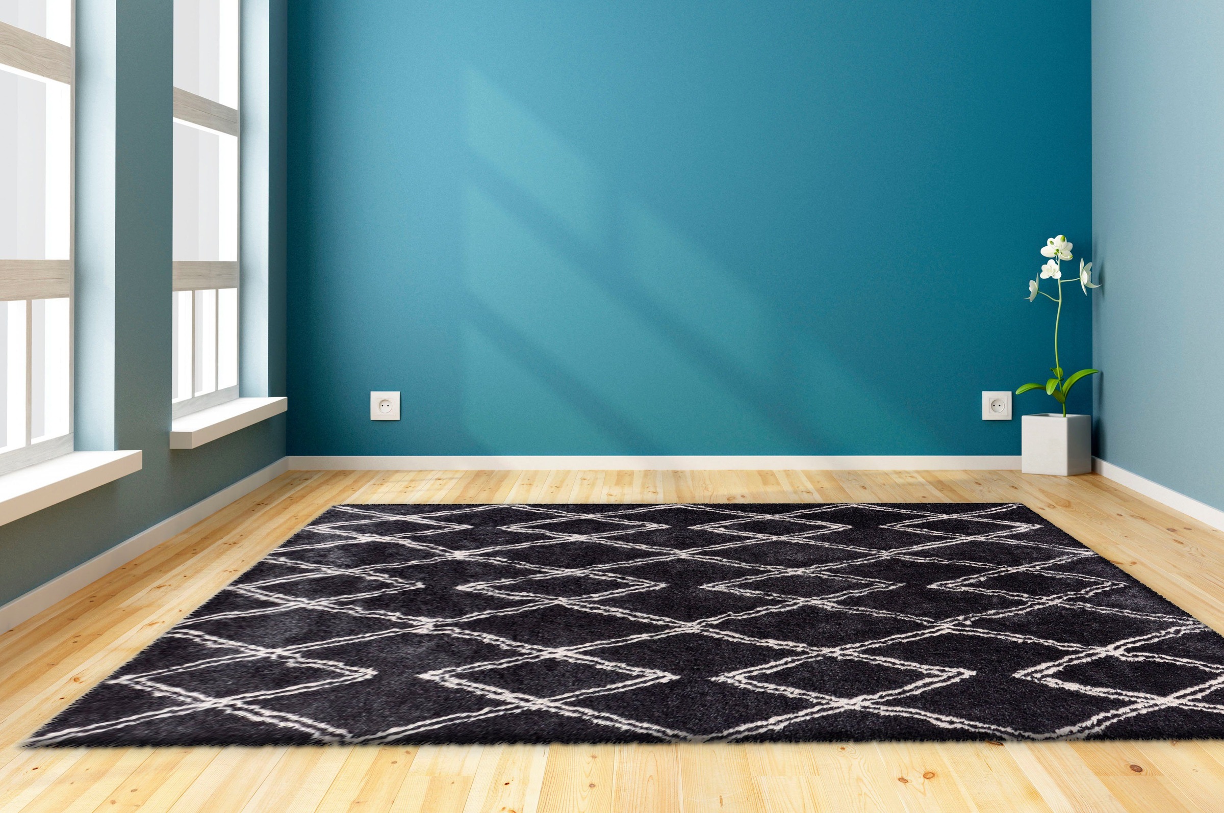 my home Hochflor-Teppich »Leasly«, rechteckig, 27 mm Höhe, retro, Teppich im Rauten-Muster, weich