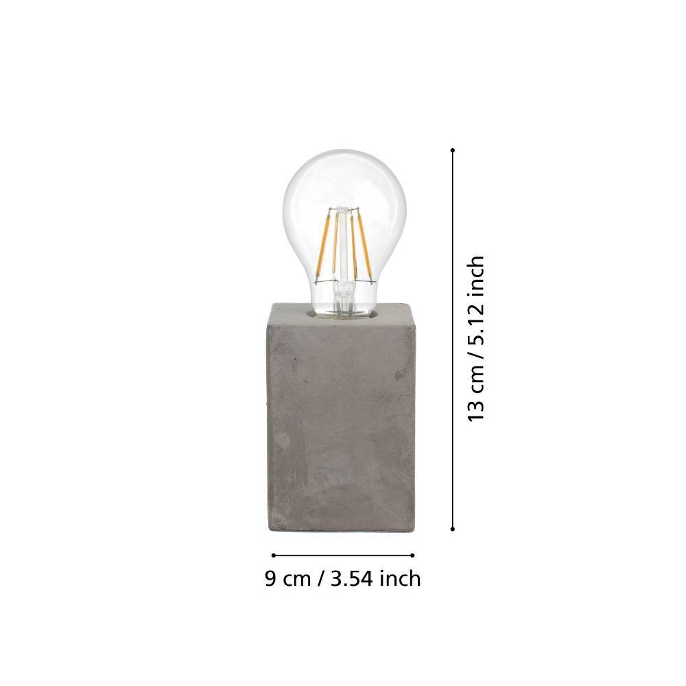 EGLO Tischleuchte »PRESTWICK Tischlampe, Grau, Keramik, Beton-Optik, ohne Lampenschirm«, 1 flammig, Leuchtmittel E27 | ohne Leuchtmittel, Nachttischlampe, Deko, E27, Industrial, Schalter am Kabel, 9x9x13 cm