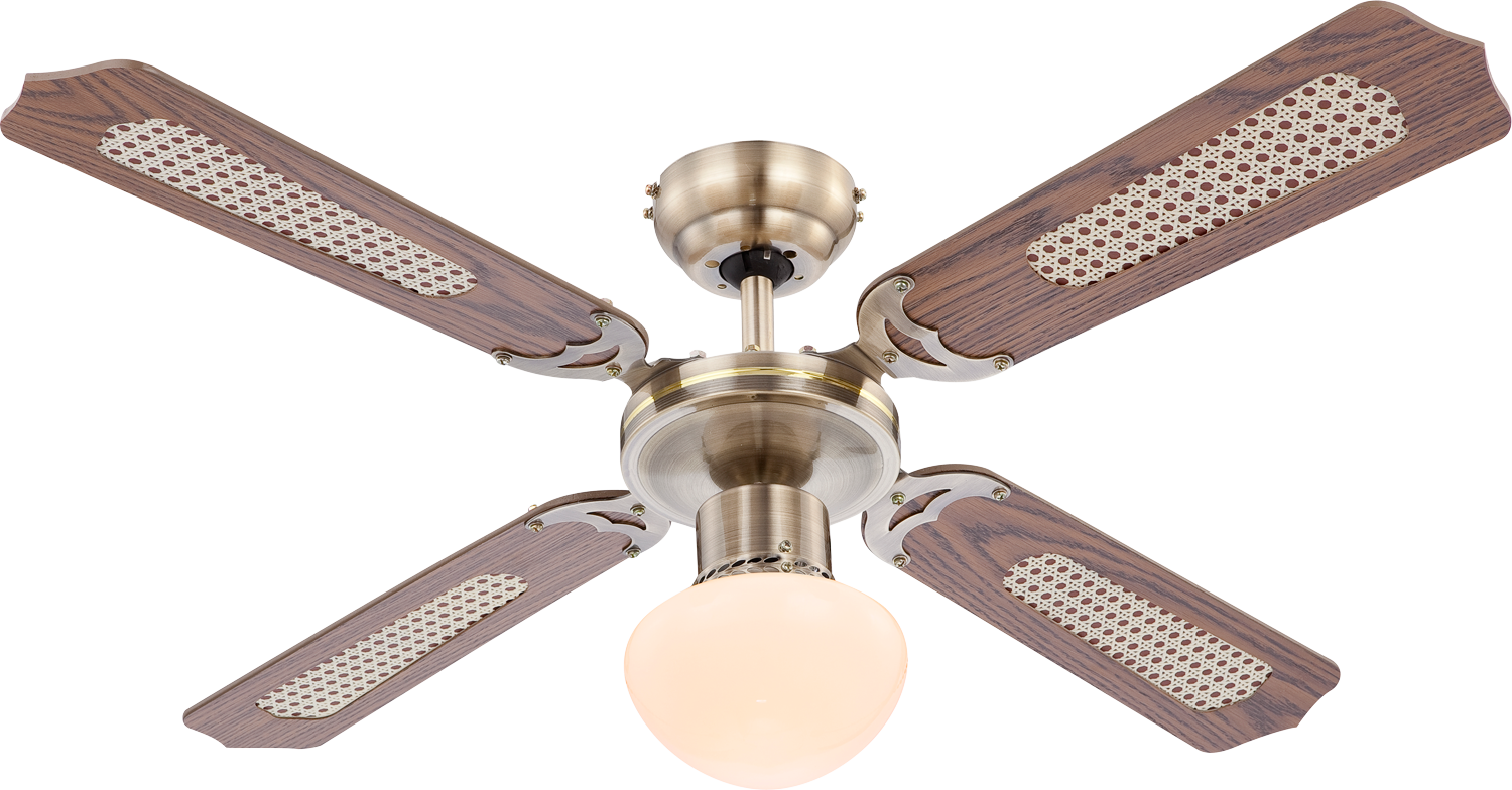 GLOBO LIGHTING Deckenleuchte »CHAMPION«, Leuchtmittel E27 | ohne Leuchtmittel, Ventilator/antik/Wohnbereich/Schlafzimmer/Holz / altmessing / 4 Flügel