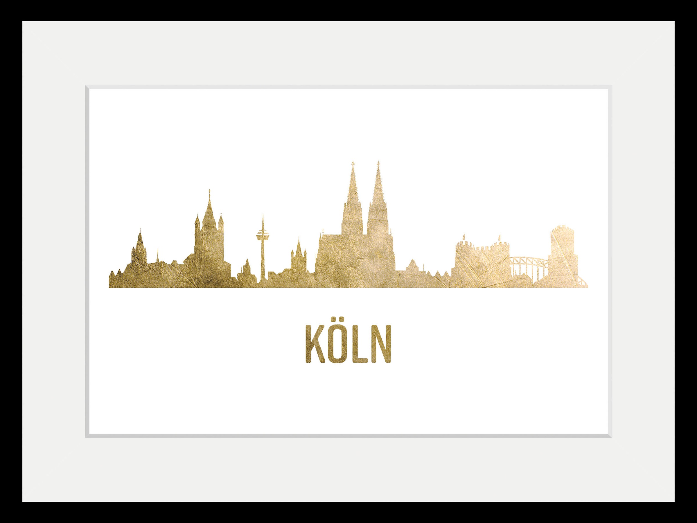 queence Bild »Köln Skyline GOLD«, Städte-Schriftzug-Deutschland-Stadt-Köln, günstig online kaufen