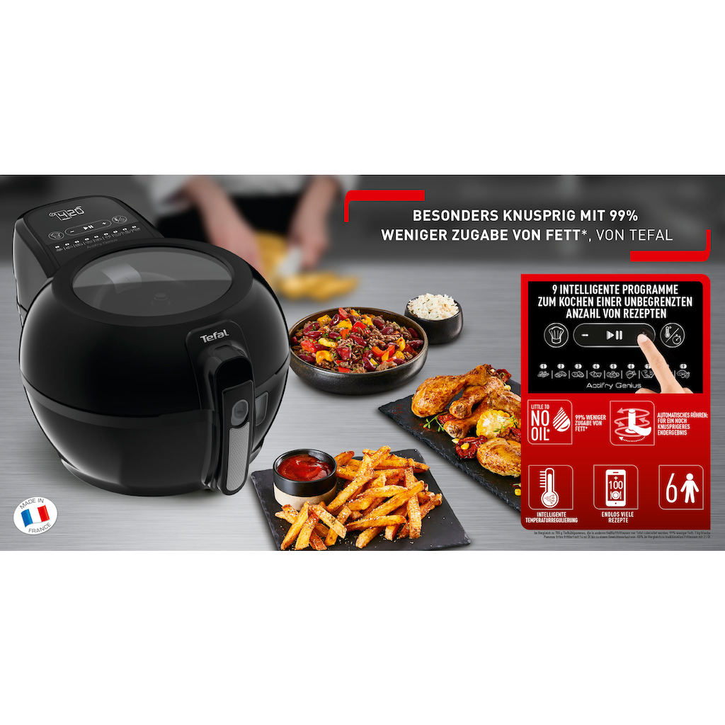 Tefal Heißluftfritteuse »FZ7738 ActiFry Genius +«, 1550 W, 1,2 kg, Timer, 9 automatische Menüs, Rührarm-System