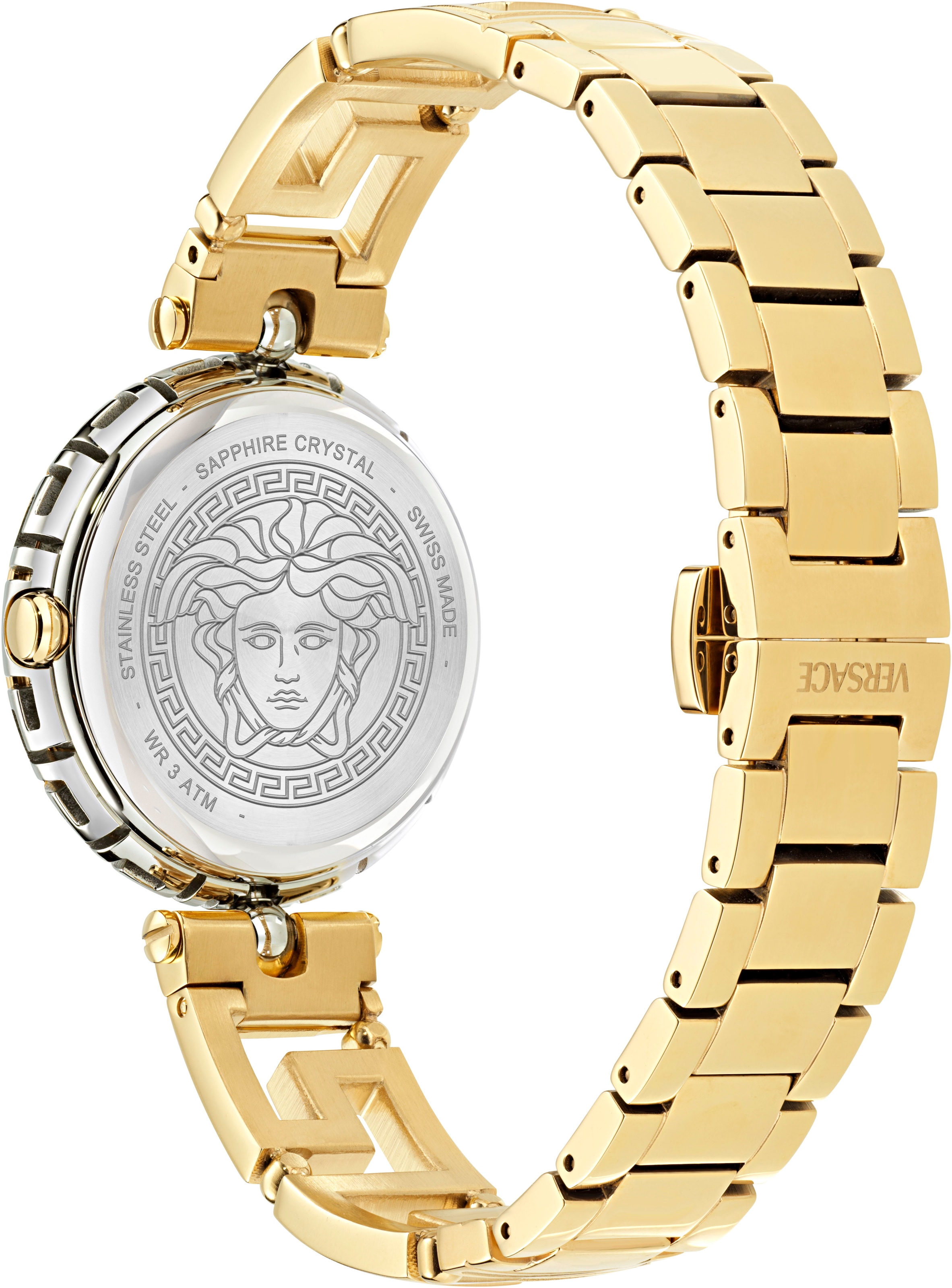 Versace Quarzuhr »MEDUSA JEWEL«, Armbanduhr, Damenuhr, Swiss Made, Edelstahlarmband, analog