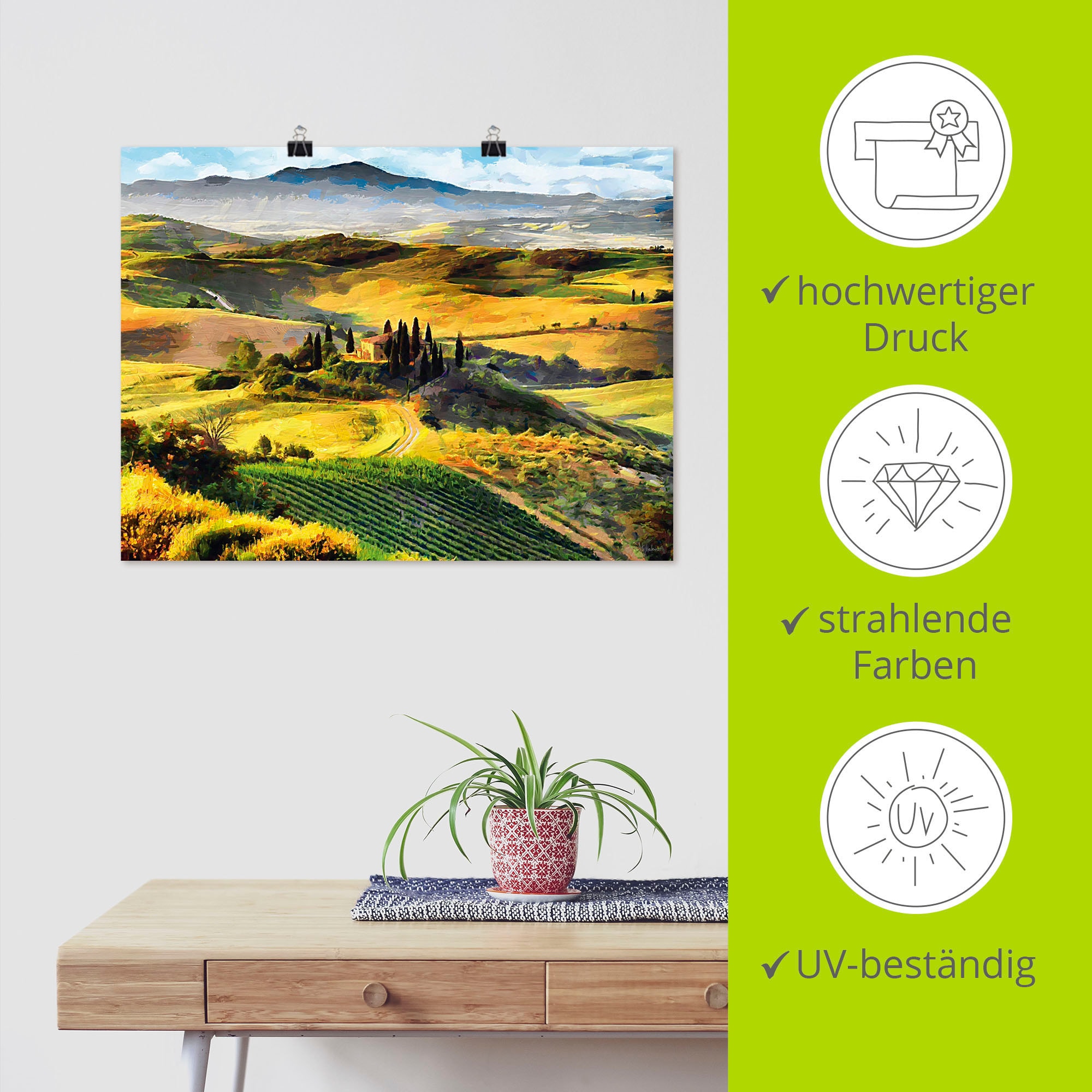 Artland Wandbild »Toskana von oben«, St.), Bilder oder Wandaufkleber Alubild, Größen Poster auf versch. Leinwandbild, Europa, in von Raten (1 kaufen als