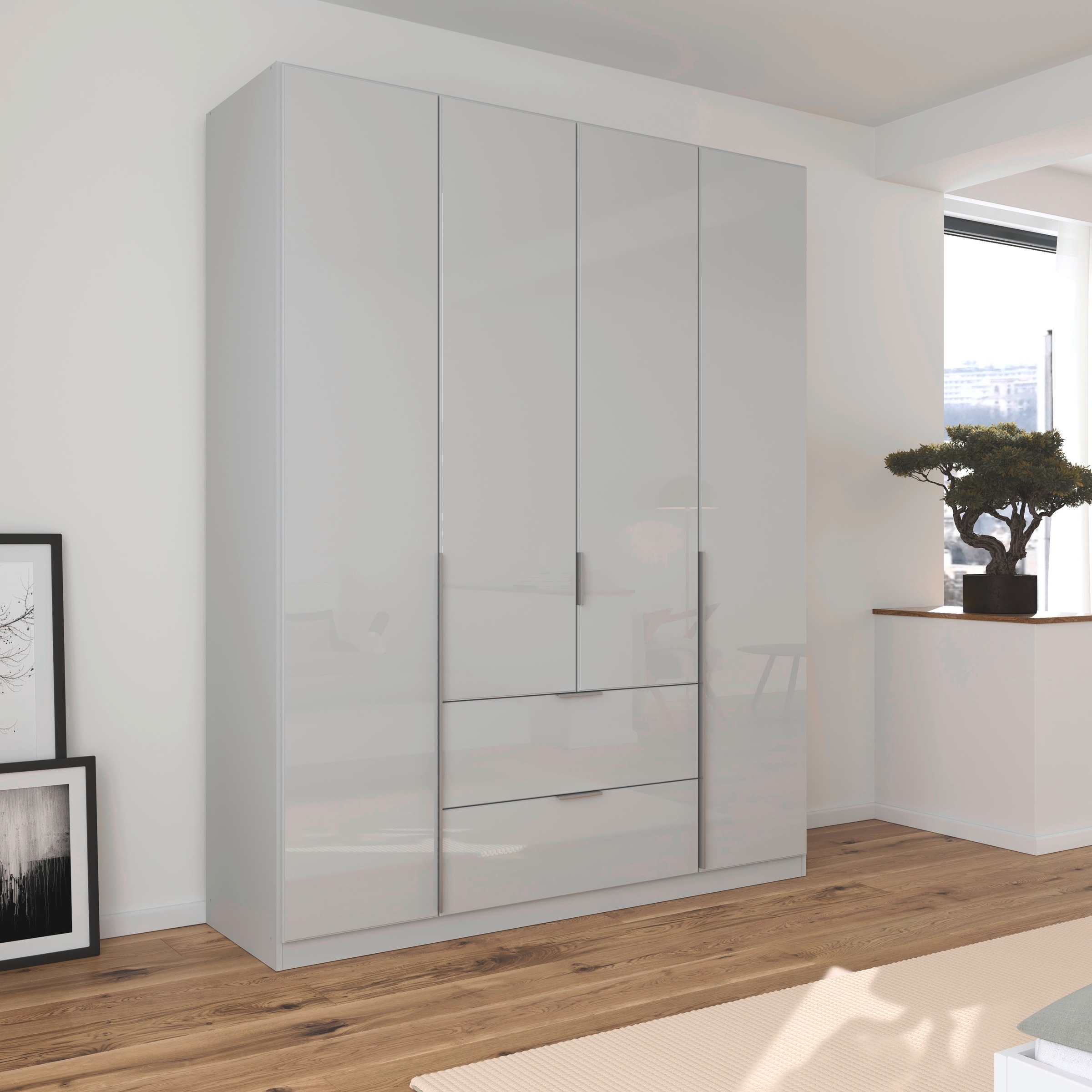 rauch Drehtürenschrank »Kleiderschrank Kleiderschränke Schrank Garderobe AGORDO mit Glasfront«, mit Außenschubkästen, in 6 Breiten und 2 Höhen MADE IN GERMANY