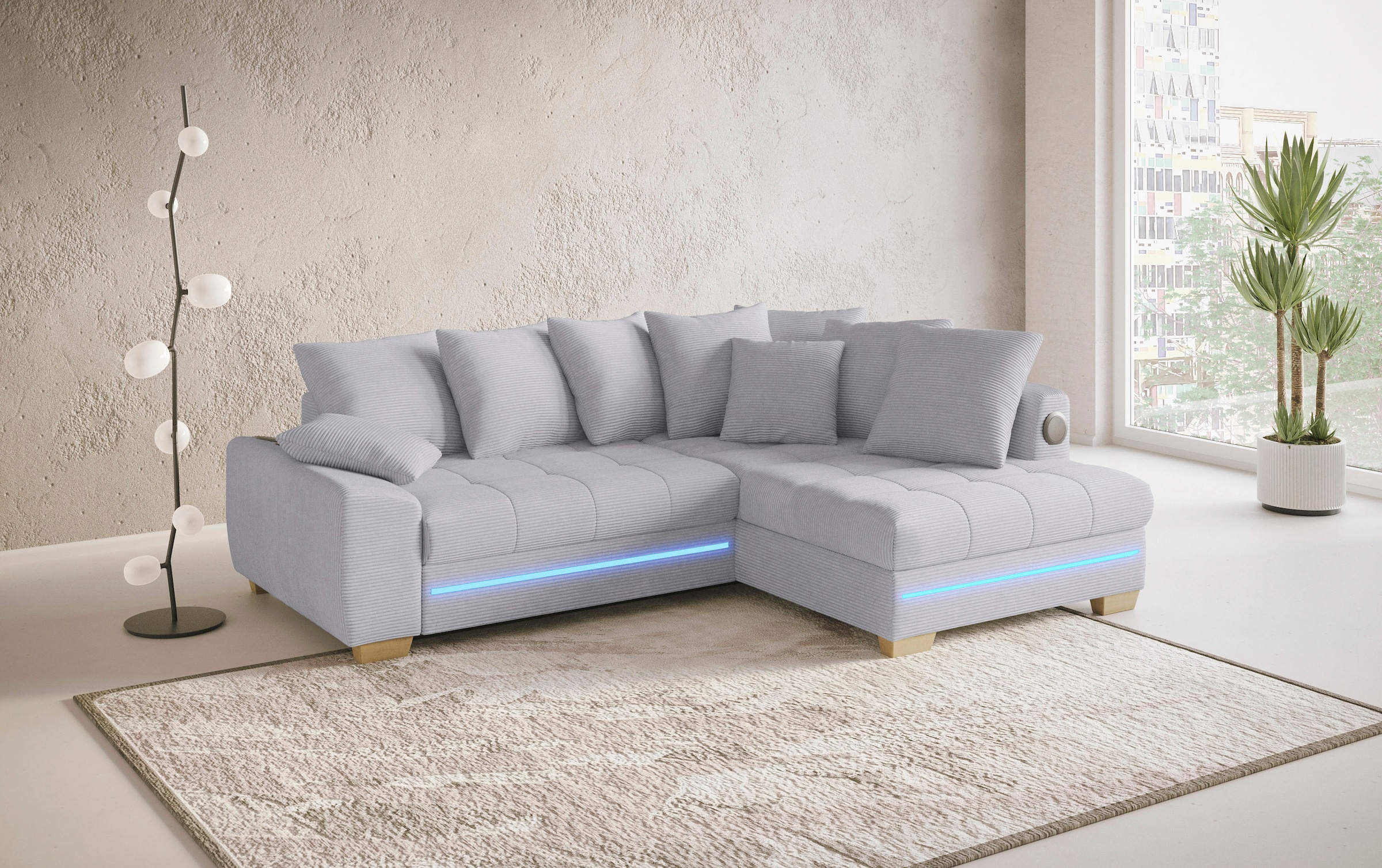 Mr. Couch Ecksofa »Nikita II, L-Form«, mit Kaltschaum, RGB-LED, Soundsystem, wahlweise mit Bett, Bettkasten