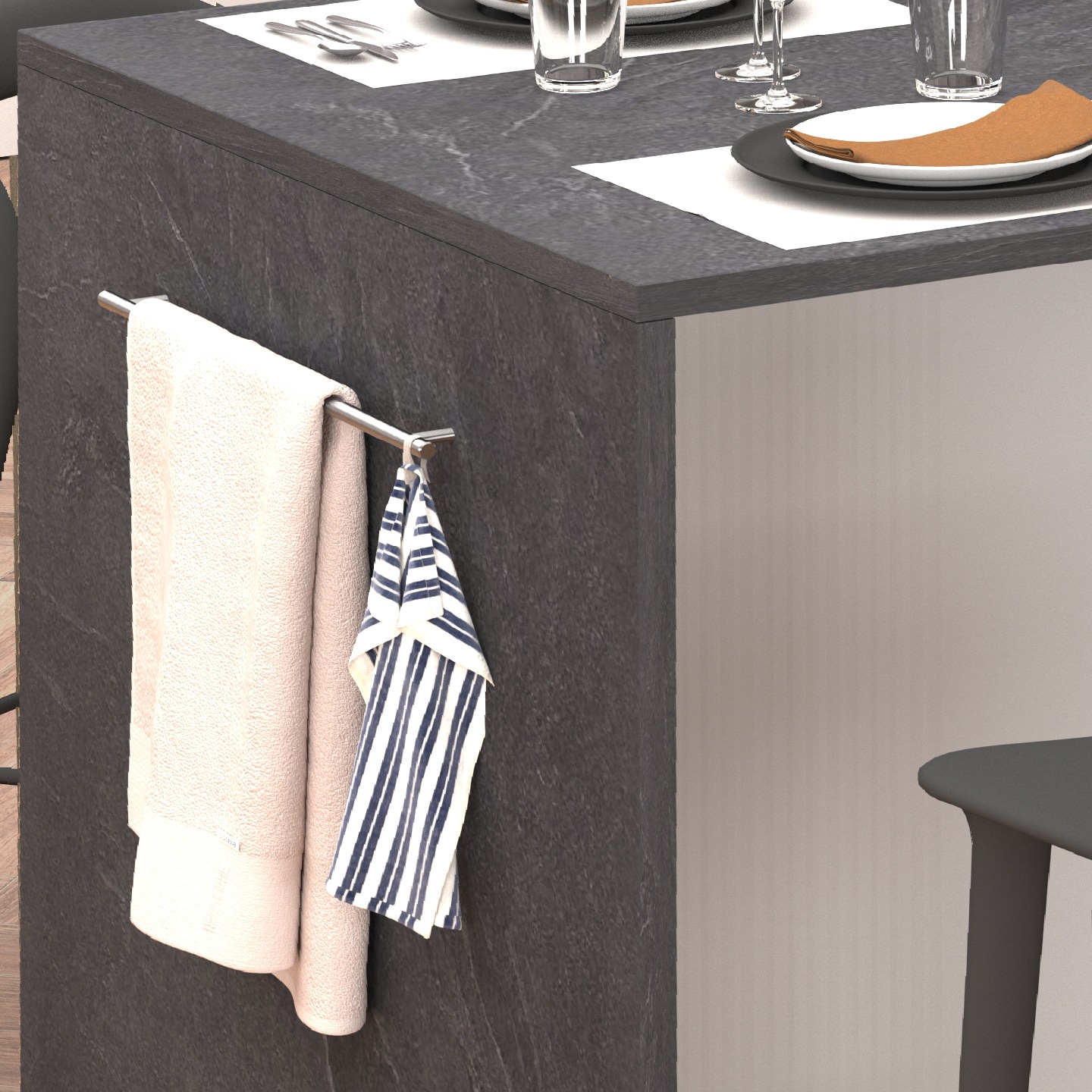 KOCHSTATION Kücheninsel »KS-Sole, Kochinsel, Küchenarbeitsblock, Arbeitsinsel, Made in Italy« Breite 167,5 cm, 2 Apothekerauszüge, 2 Essplätze, 1 offenes Regal