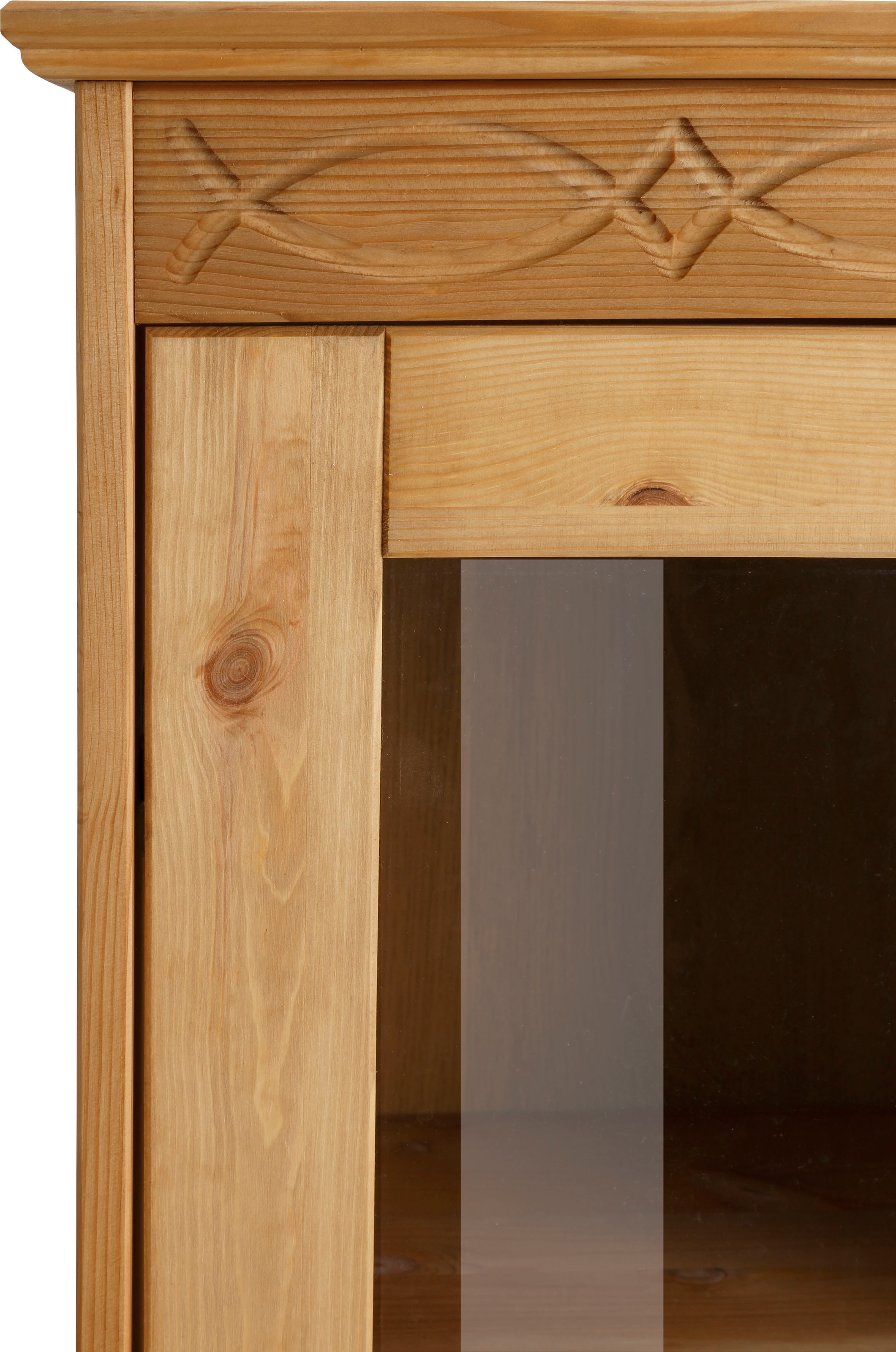 Home affaire Wohnwand »Indra«, (Set, 4 St.), 4-teiliges Set: Vitrine, Lowboard, Wand- & Standregal, Kiefer massiv