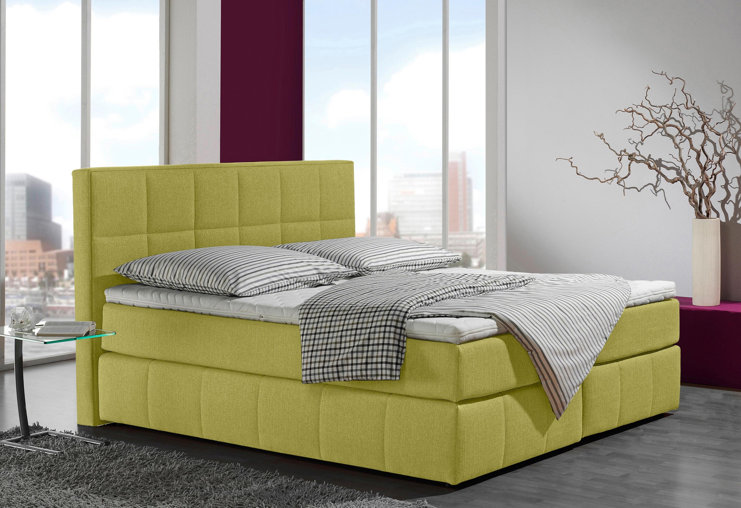 INOSIGN Boxspringbett »Casano«, mit feiner Steppung, in 3 Matratzenarten, 2 Härtegraden und 5 Farben