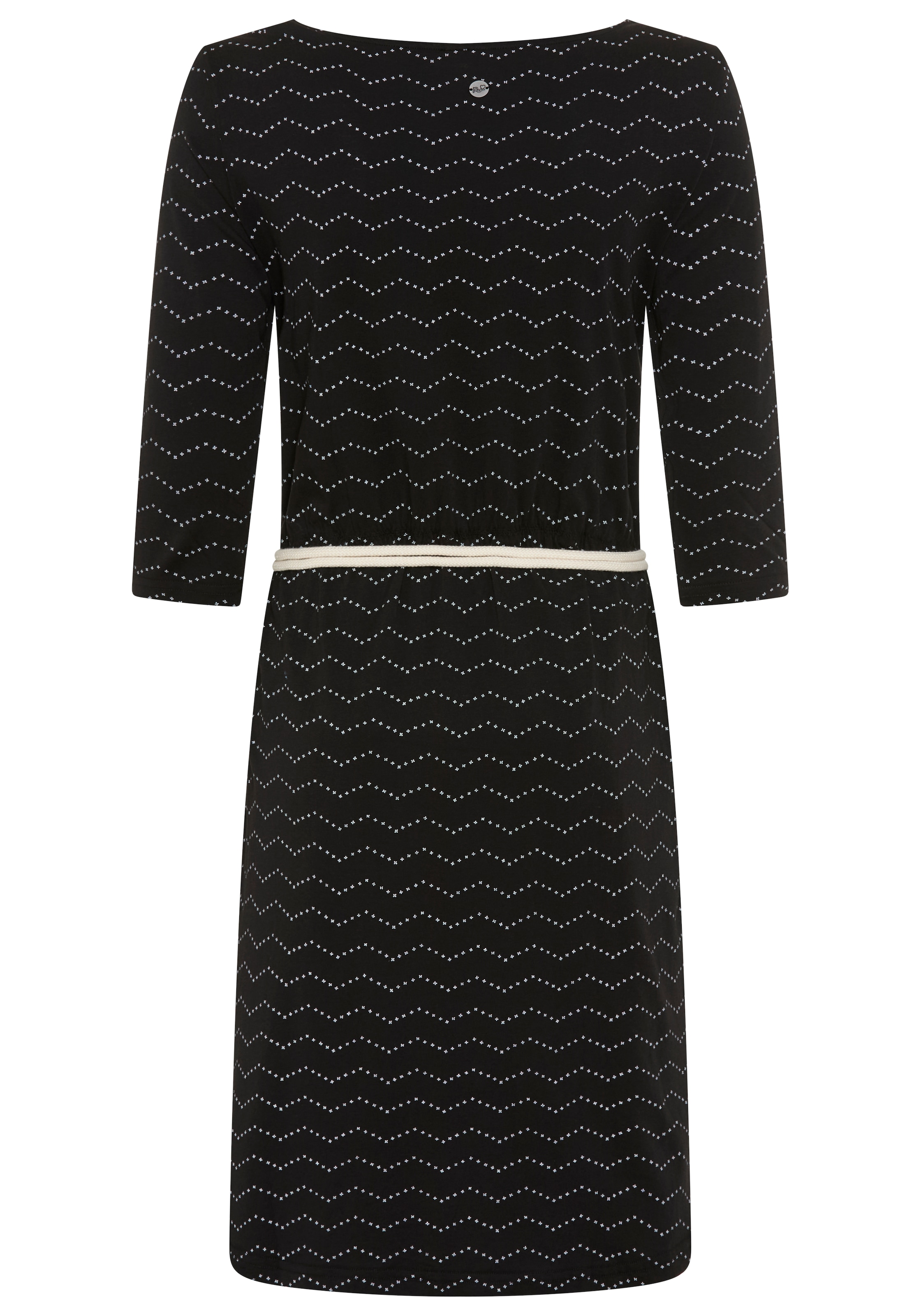 Ragwear Jerseykleid »LILITHA ZIG ZAG O« mit Taillen-Bindegürtel