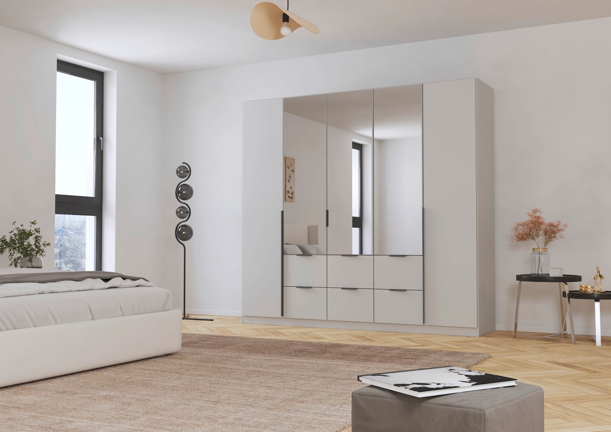 rauch Drehtürenschrank »Kleiderschrank Schrank Garderobe AGORDO mit Dekor- oder Hochglanzfront«, (in zwei Griff-Farben mit Dekor- oder Hochglanzfront), mit Außenschubkästen, in 6 Breiten und 2 Höhen MADE IN GERMANY