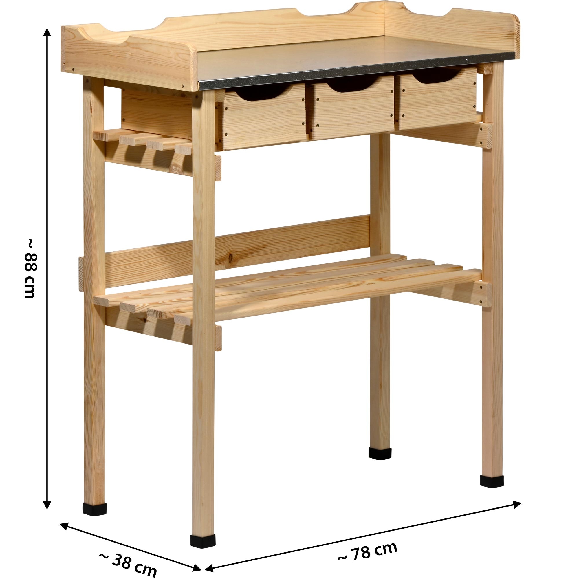 dobar Pflanztisch »Pflanztisch mit 3 Schubladen, Natur«