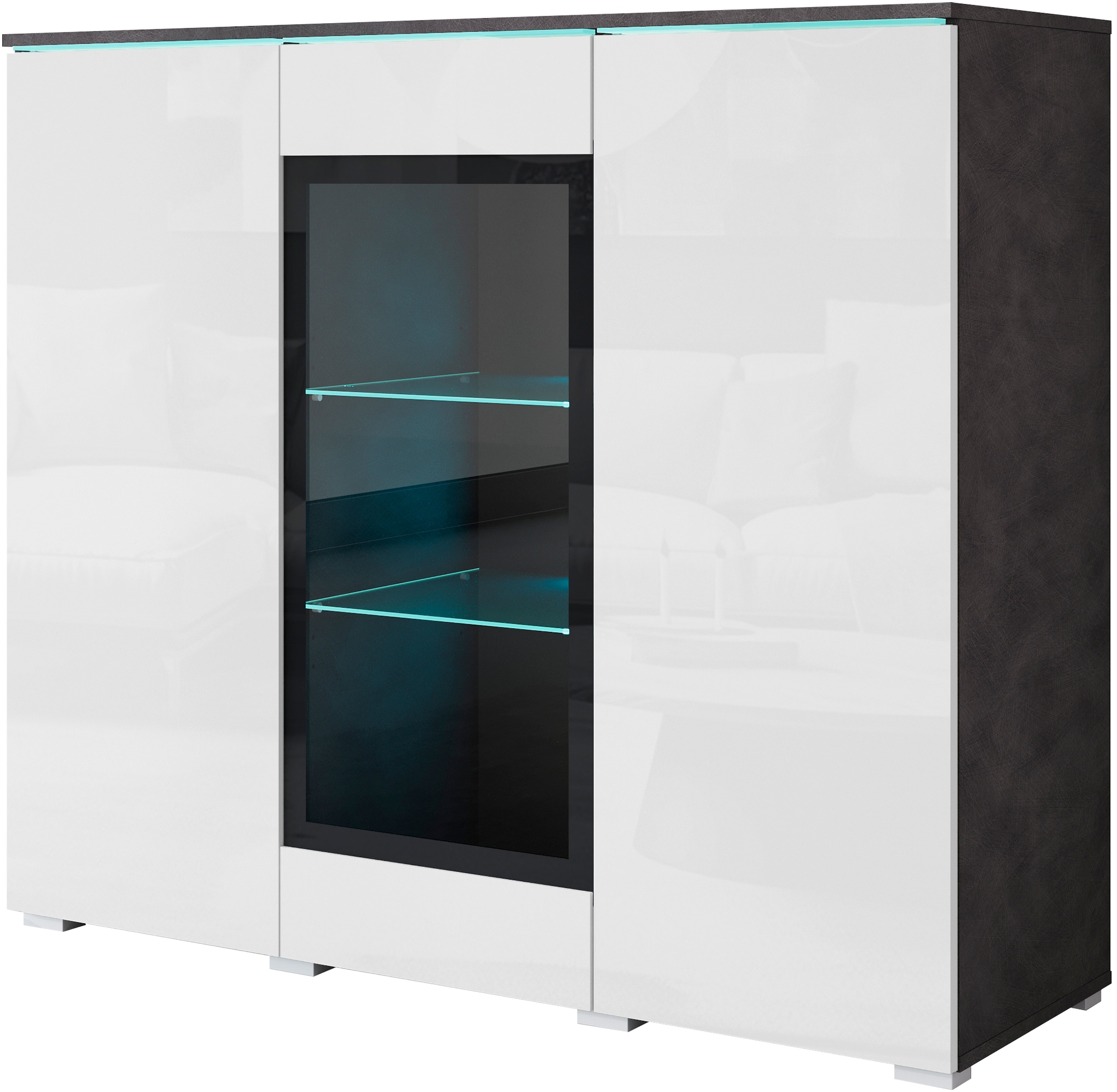 INOSIGN Highboard »Vera«, Highboard mit 4 Türen, 9 Fächern, verglasten Türen