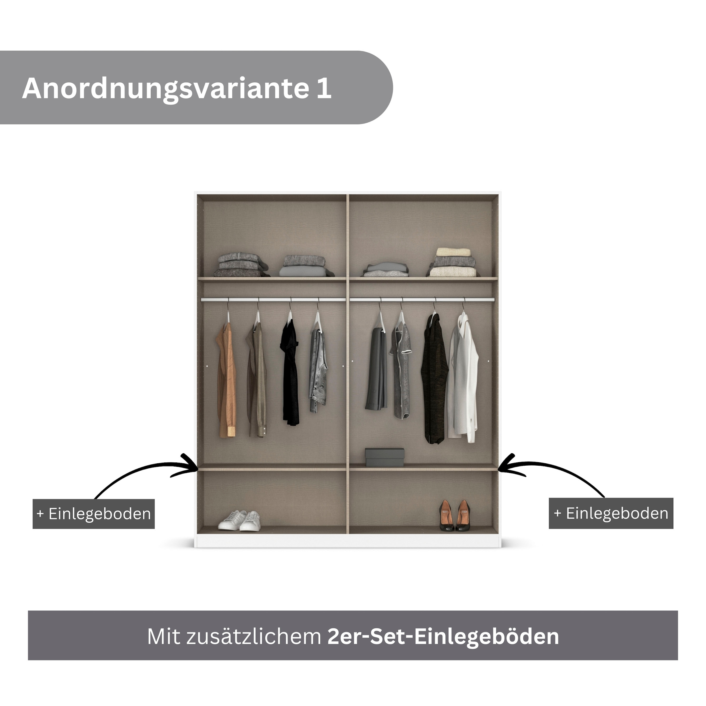 rauch Drehtürenschrank »Kleiderschrank Schrank Garderobe AGORDO mit Dekor- oder Hochglanzfront«, (in zwei Griff-Farben), durchdachte Innenausstattung, in 6 Breiten und 2 Höhen MADE IN GERMANY