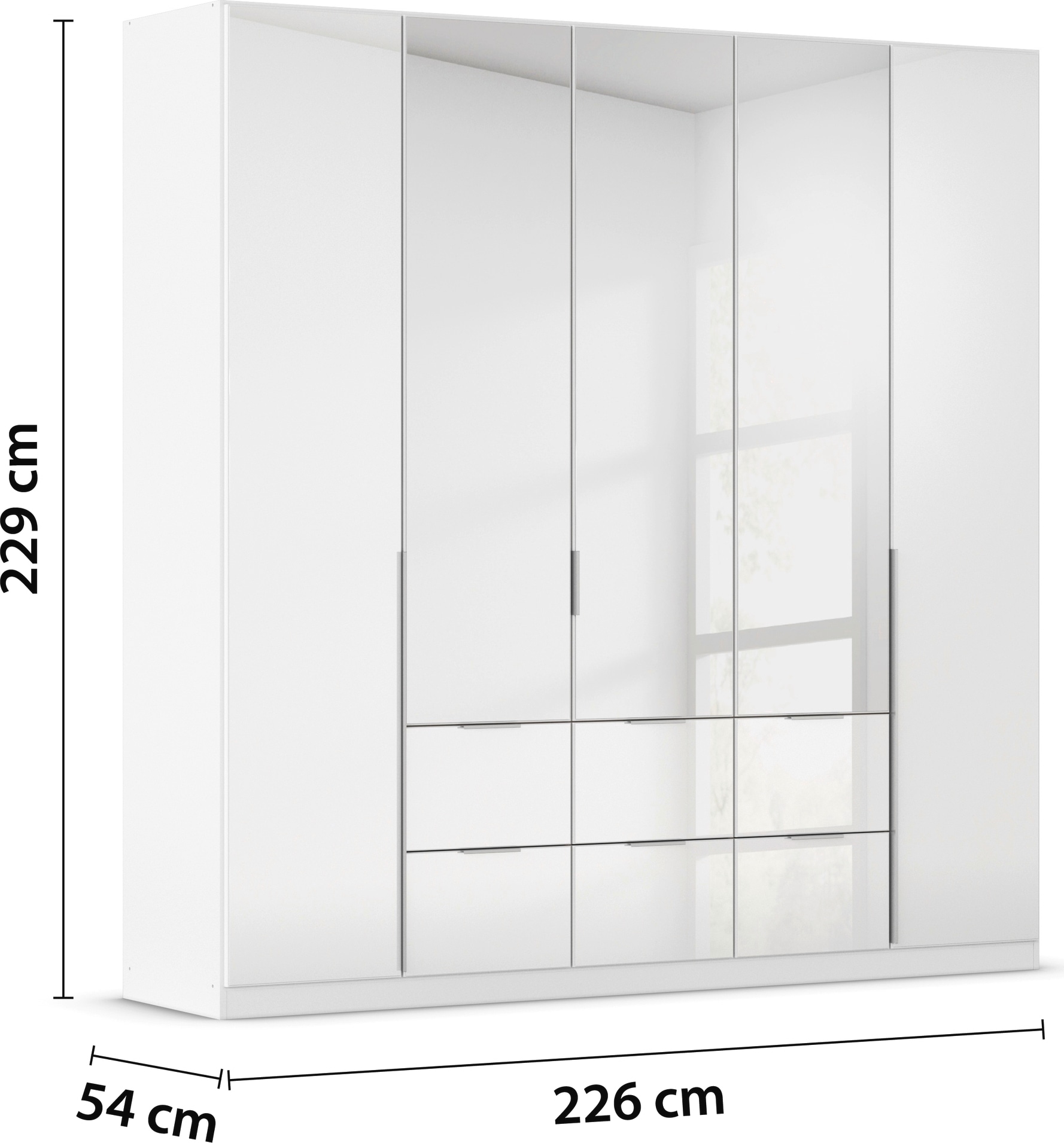 rauch Drehtürenschrank »Kleiderschrank Kleiderschränke Schrank Garderobe AGORDO mit Glasfront«, mit Außenschubkästen, in 6 Breiten und 2 Höhen MADE IN GERMANY