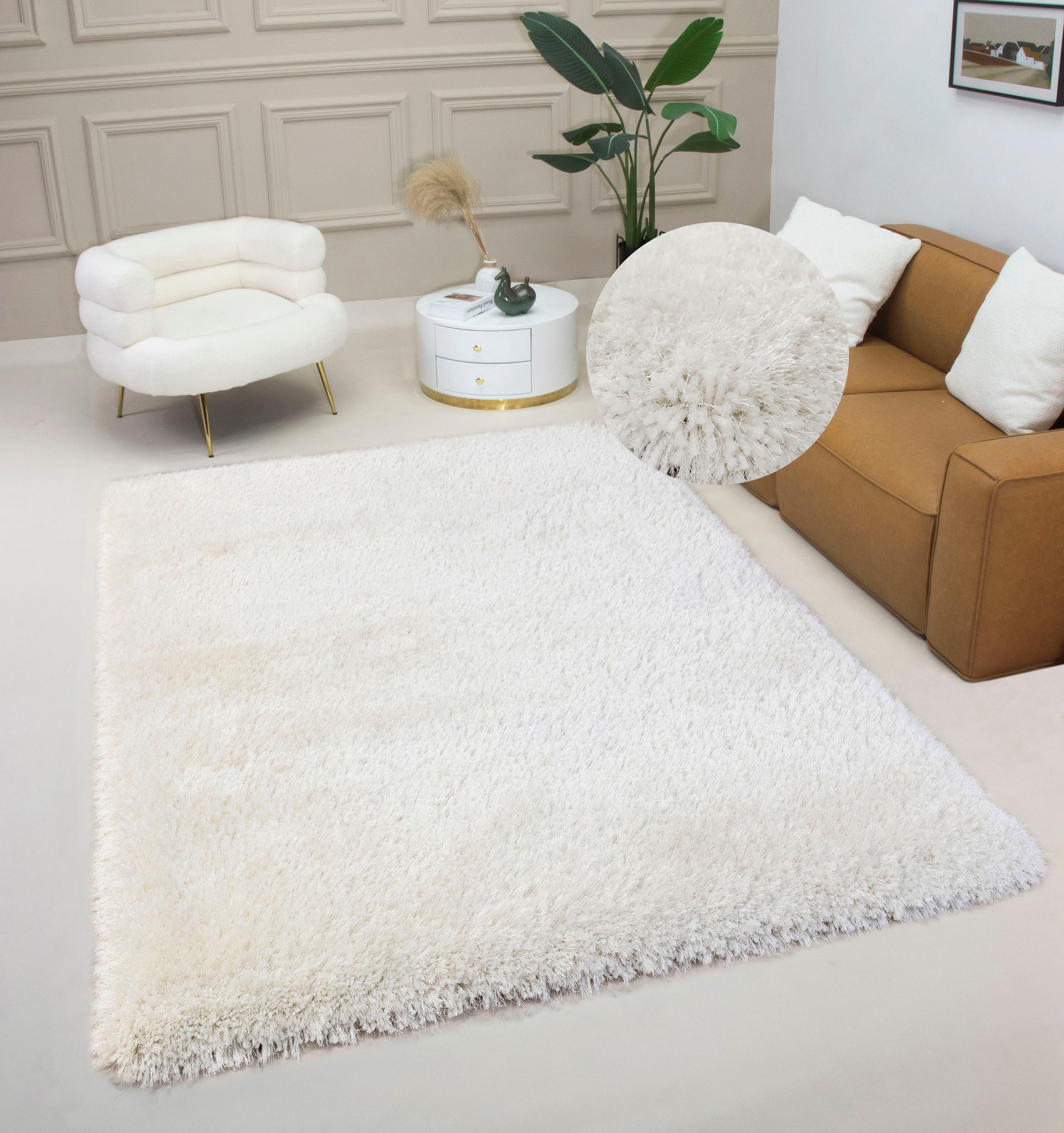 Guido Maria Kretschmer Home&Living Hochflor-Teppich »Micro exclusiv«, rechteckig, weich, flauschig, Uni-Farben, Wohnzimmer, Schlafzimmer, Kinderzimmer