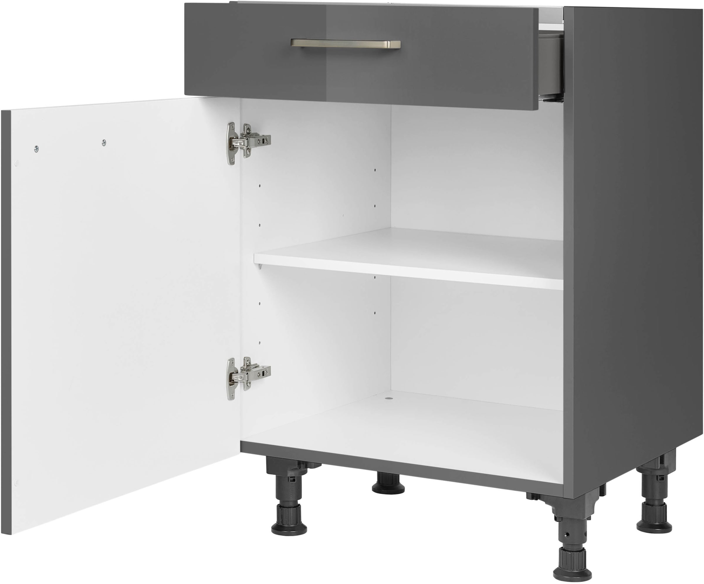 nobilia® Kochfeldumbauschrank »"Flash", mit Schukasten und Tür, Ausrichtung wählbar« vormontiert, Breite 60 cm