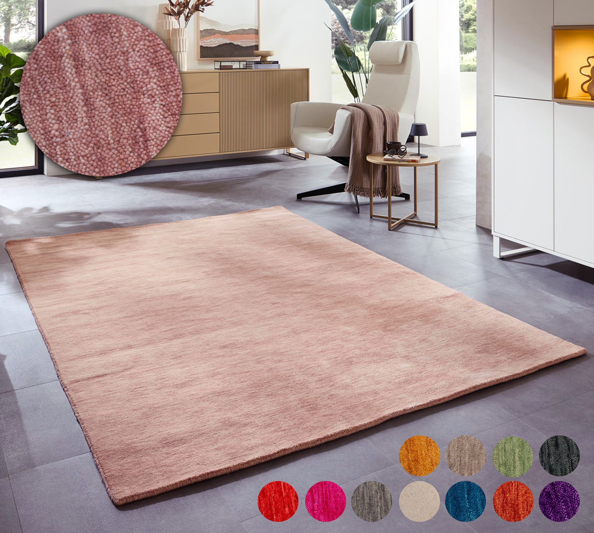 OTTO home Wollteppich »Karchau« rechteckig 13 mm Höhe Handweb Teppich, meli günstig online kaufen