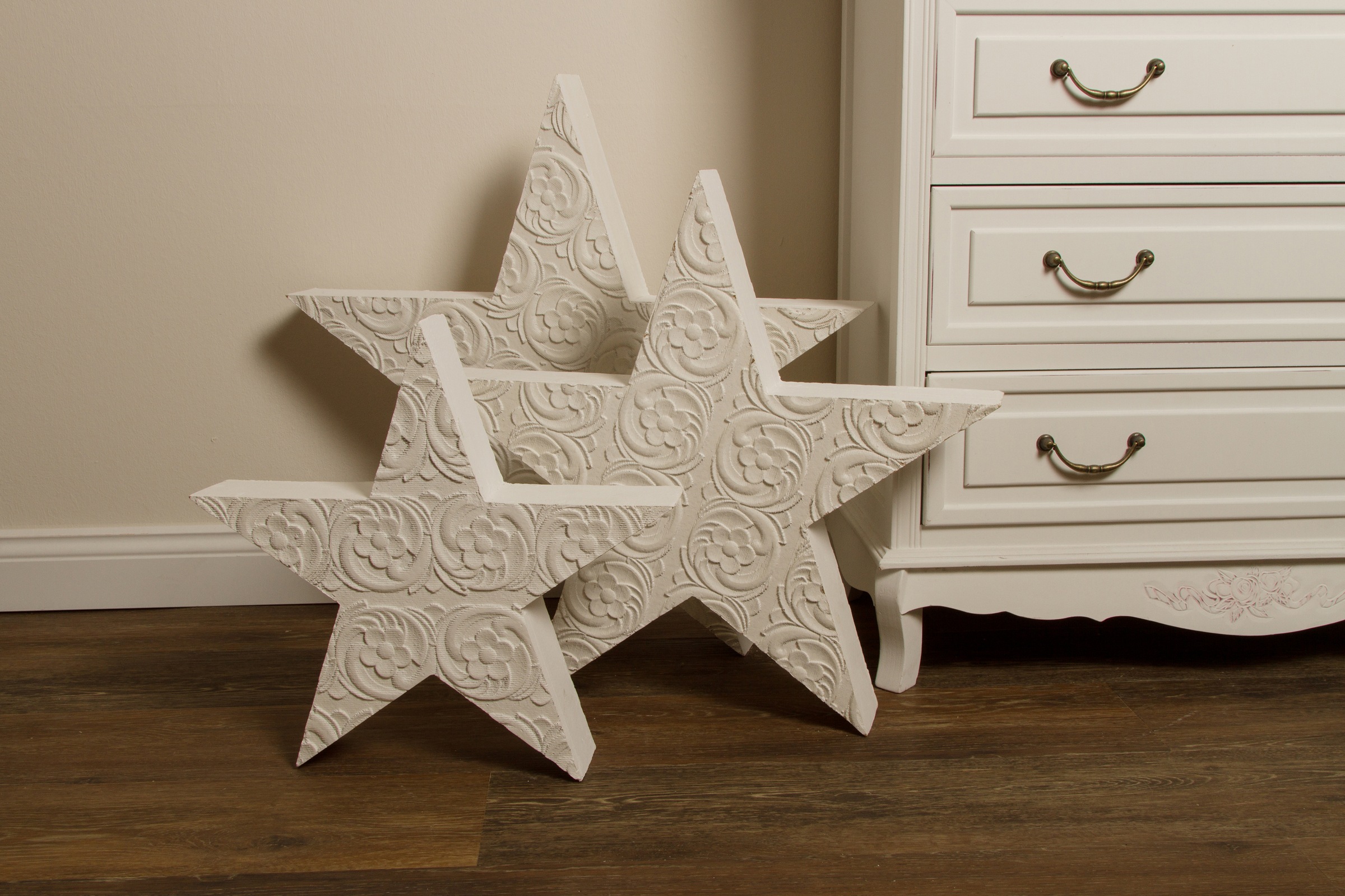 Myflair Möbel & Accessoires Dekostern »Weihnachtsstern, Rudolph, Weihnachtsdeko«, (3 St.), aus Holz, in drei verschiedenen Größen