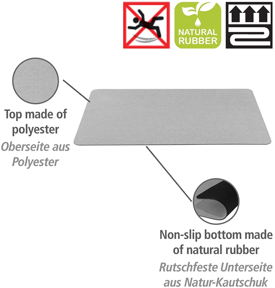 WENKO Badematte, fußbodenheizungsgeeignet-schnell trocknend, wasserabsorbierend, rutschfeste Unterseite, Polyester-Oberfläche