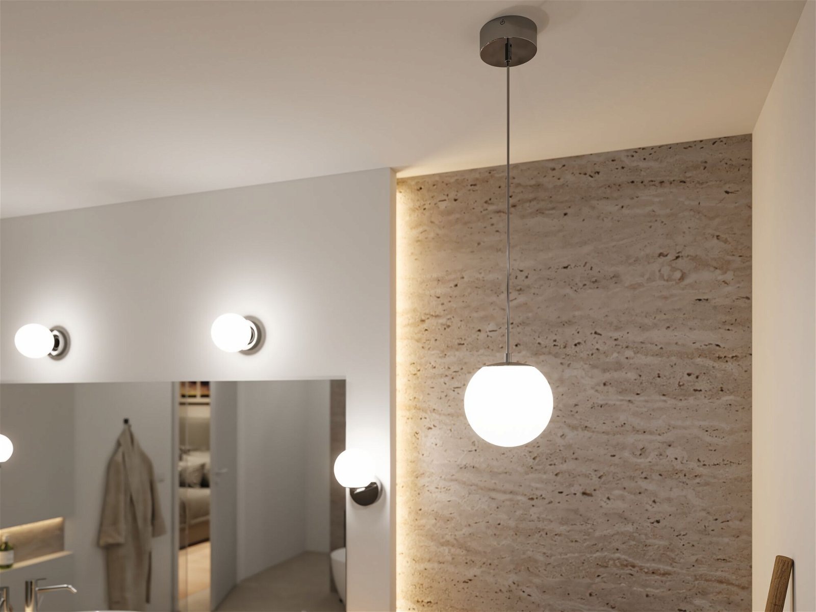 Paulmann LED Pendelleuchte »Selection Bathroom Gove IP44 9W 3000K Satin, Glas/Metall«, 1 flammig