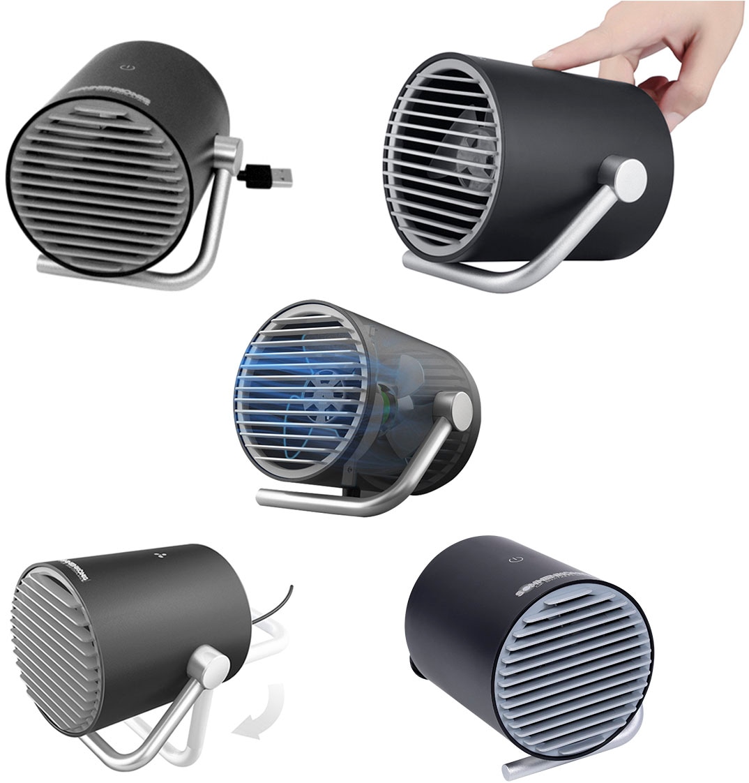 Sonnenkönig Tischventilator »Tube ohne Trafo, handlich, zwei starke Lüfter, Leistung 2W, praktisch,«, 5500 U/Min, perfekt für den Bürotisch