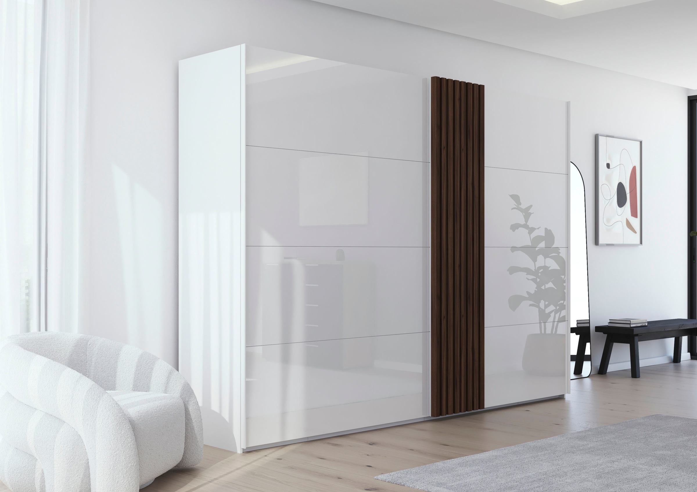 rauch Schwebetürenschrank »Kleiderschrank Schrank Garderobe Wäscheschrank TEGIO«, mit hochwertigen Holzdekoraufleistung und Glasfront MADE IN GERMANY