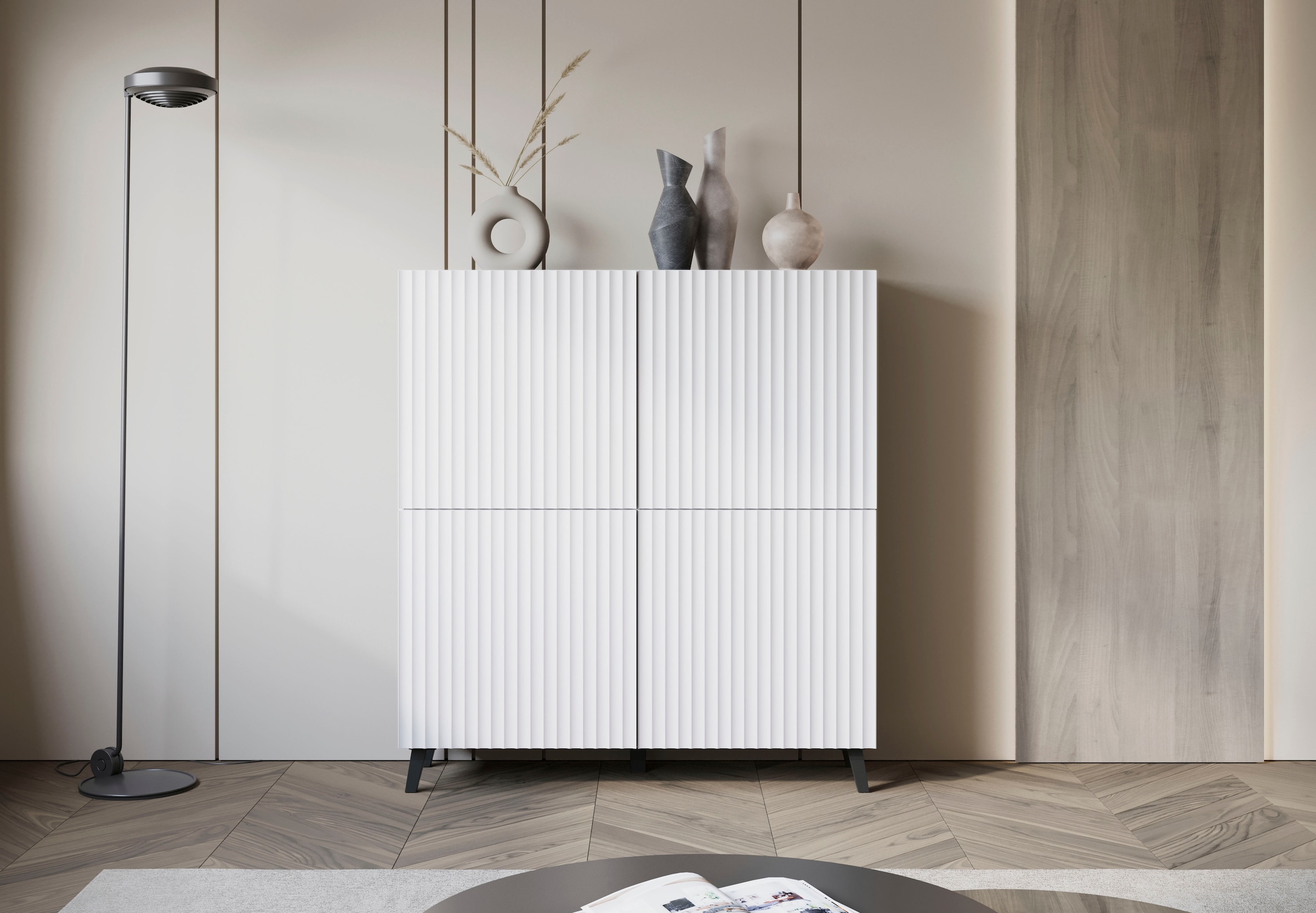 INOSIGN Highboard »PHUKET«, (1 St.), moderne, grifflose Kommode mit 4 Türen und 8 Fächern, Breite 120 cm