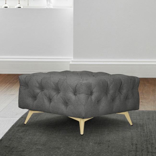 Leonique Polsterhocker »Amaury«, Chesterfield-Optik, Breite 80cm, Fußfarbe wählbar