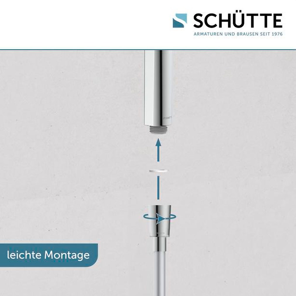 Schütte Stangenbrause-Set Komplett-Set,  Duschset zum Kleben, ohne Bohren, Duschkopf mit Schlauch und Halterung