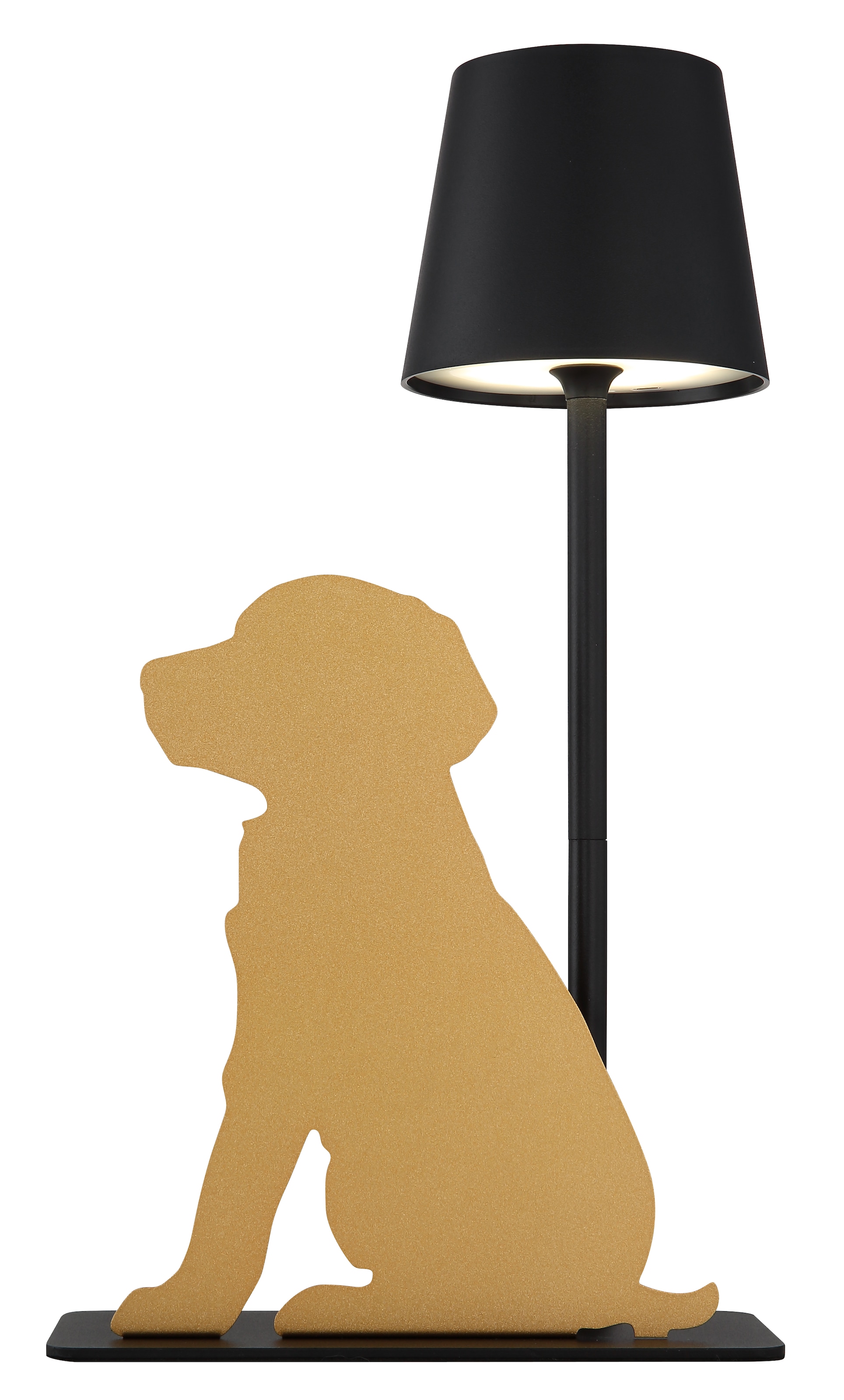 GLOBO LIGHTING LED Tischleuchte »FURRI«, 1 flammig, Leuchtmittel LED-Modul | LED fest integriert, Tischlampe schwarz gold Tiere Hund