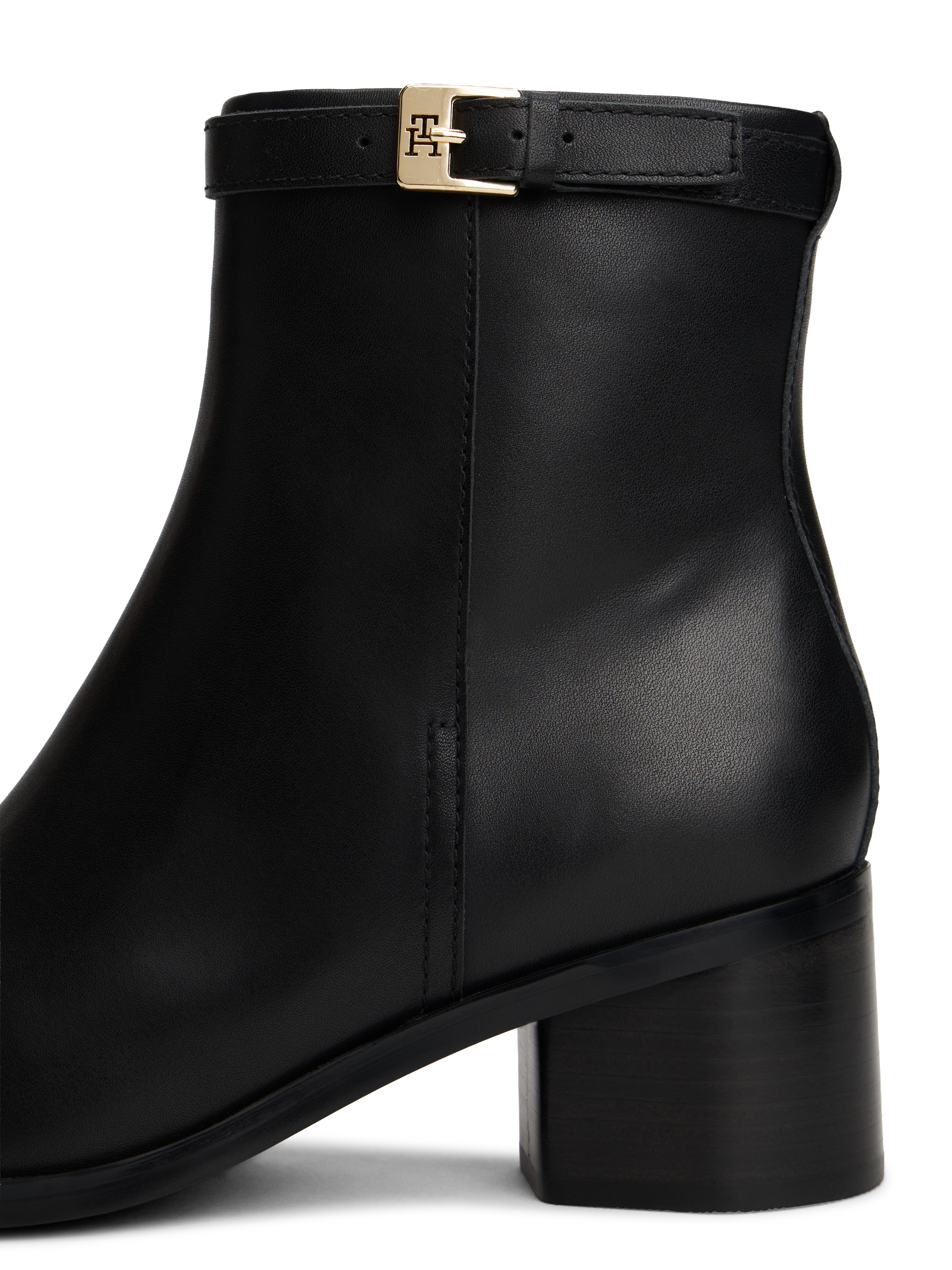 Tommy Hilfiger Stiefelette »TH BUCKLE RIDING MID HEEL BOOTIE«, Blockabsatz, Businesschuh mit Zierschnalle am Schaftrand