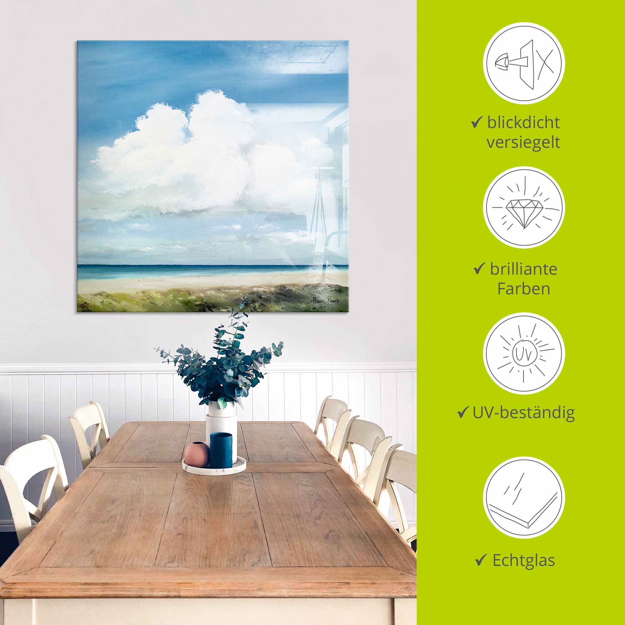 Artland Glasbild »Landschaft II«, Himmel, (1 St.), in verschiedenen Größen
