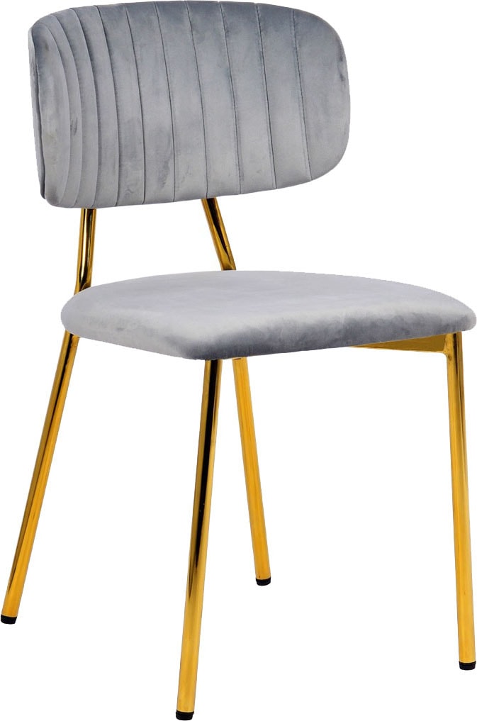 Kayoom Polsterstuhl »Stuhl Giselle 125 2er-Set, pflegeleichter Samtbezug«, (Set), 2 St., mit Armlehnen, goldenes Gestell aus Edelstahl, Samtbezug, Ziernähte